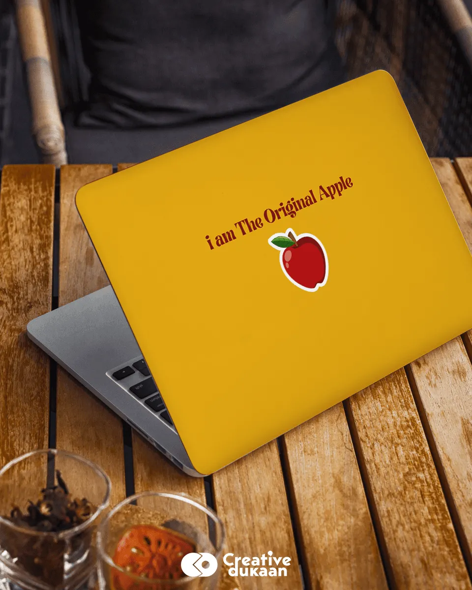 I Am The Original Apple Cool Laptop Skin in Yellow Colour