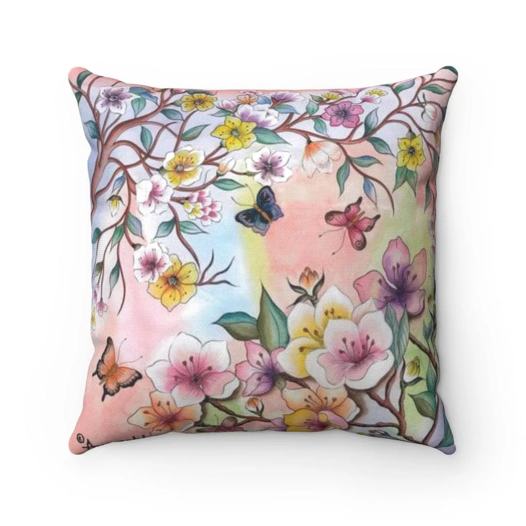 Japanese Garden Polyester Square Pillow