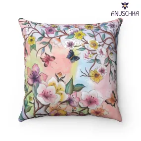 Japanese Garden Polyester Square Pillow