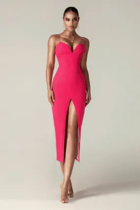 Joy Crepe Straps Corset Dress (Fuchsia)