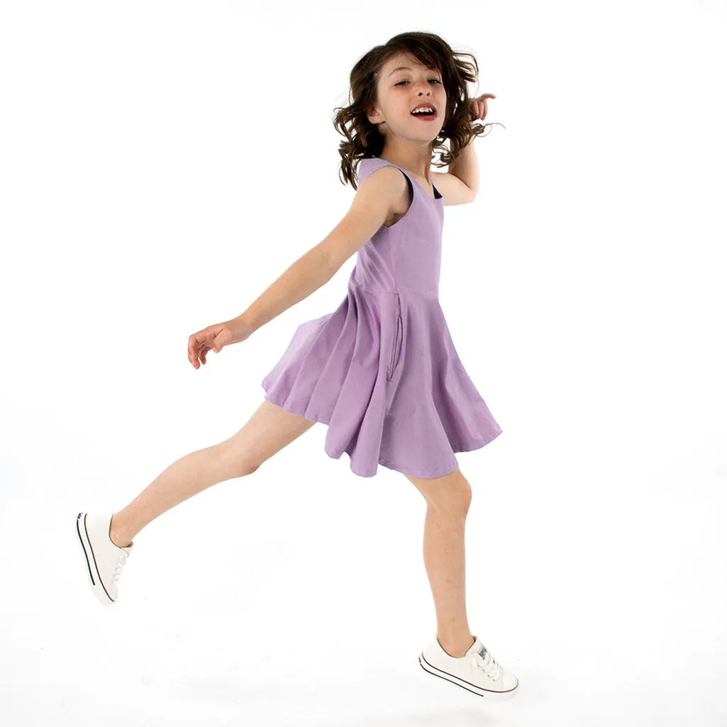 Kids Organic Cotton Sleeveless Twirl Dress - Solids