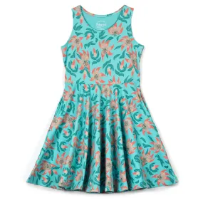 Kids Organic Cotton Sleeveless Twirl Dress: Tiger Lily