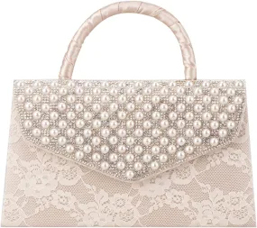 Lace Pearl Clutch Purses