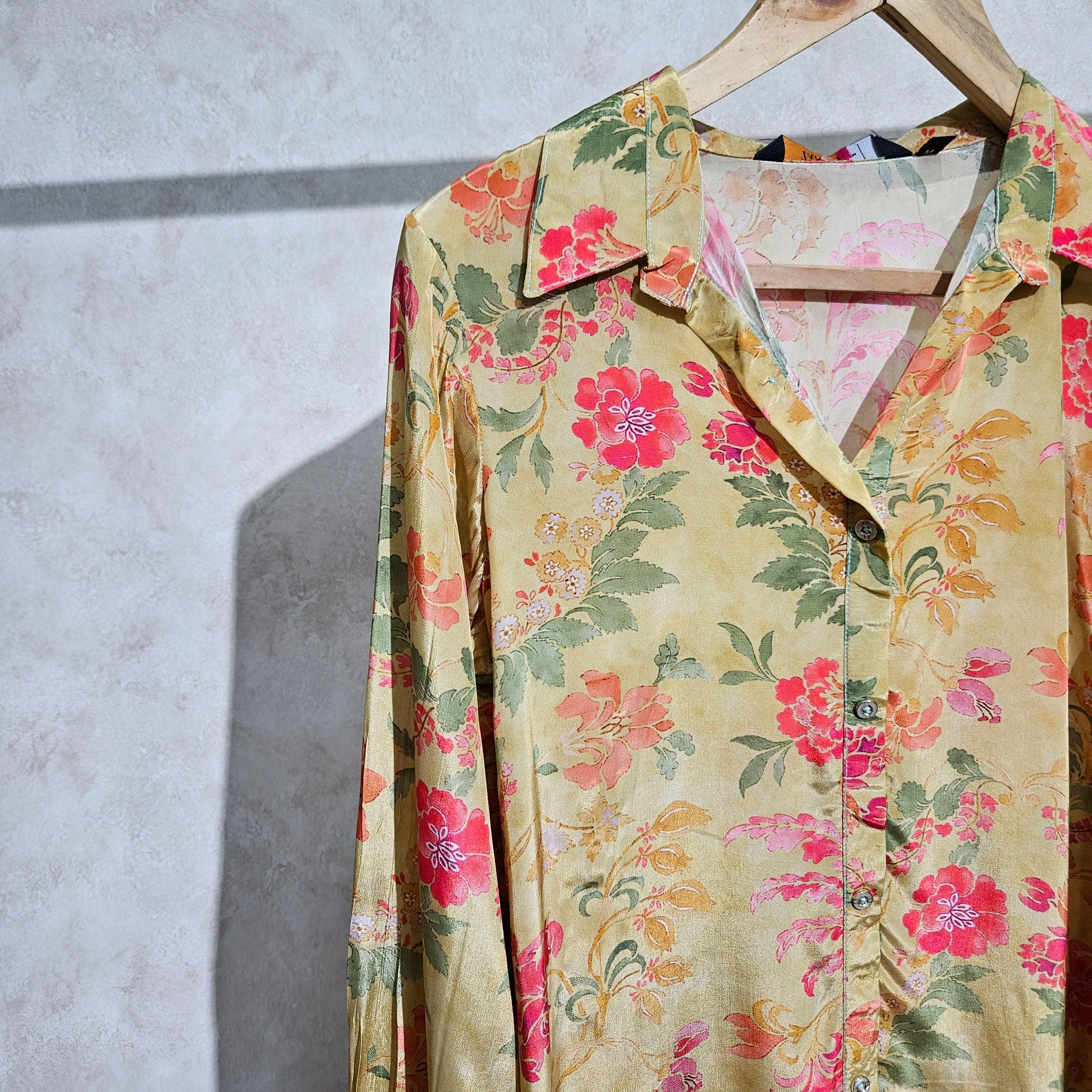 LIGHT YELLOW FLORAL PRINTED CASUAL TUNIC