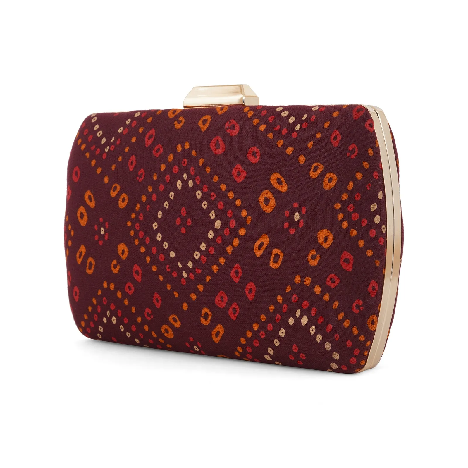 Maroon Magic Stone and Print Clutch