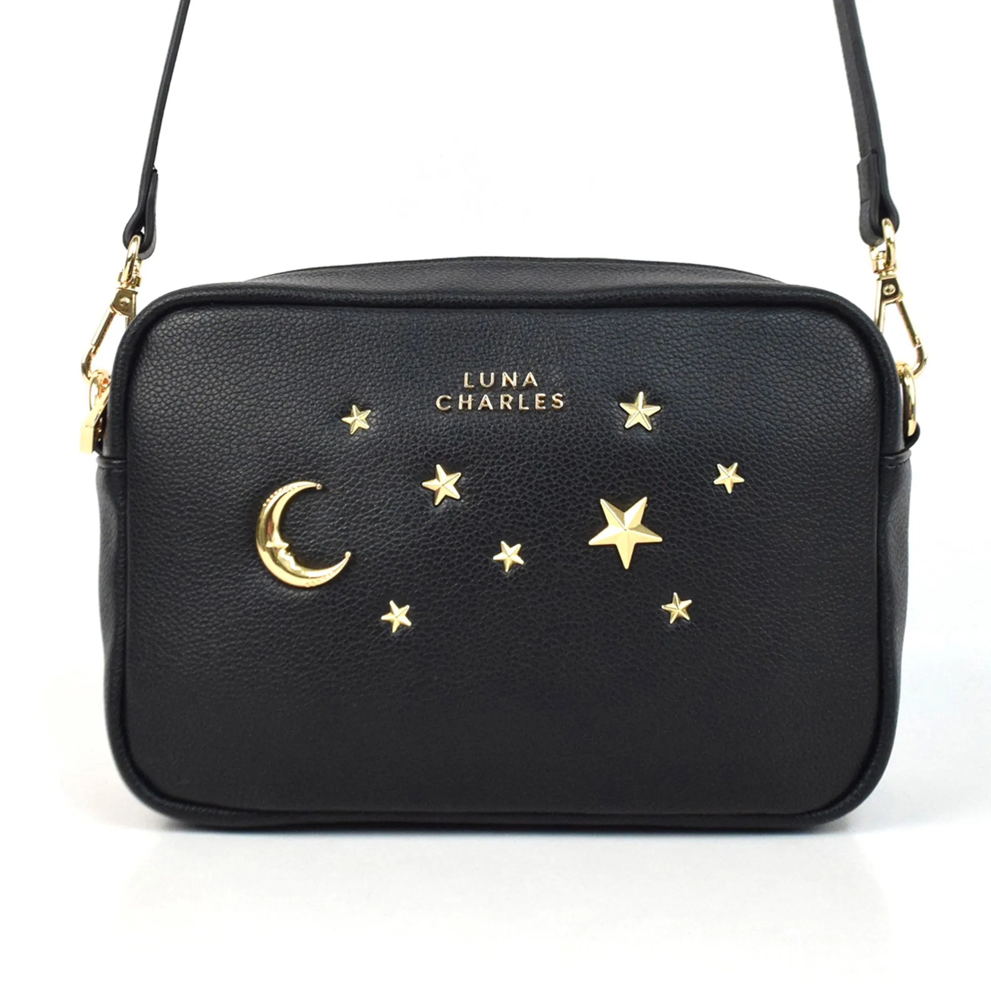 Maya Star Studded Crossbody Bag - Black & Gold