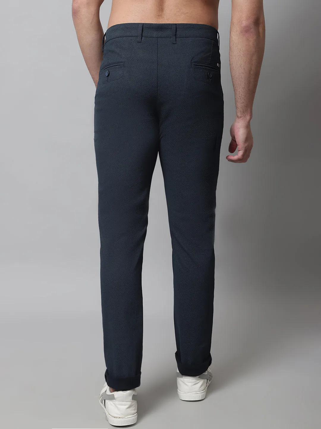 Men's Casual Flat front Navy Blue  Trousers