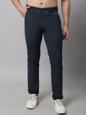 Men's Casual Flat front Navy Blue  Trousers