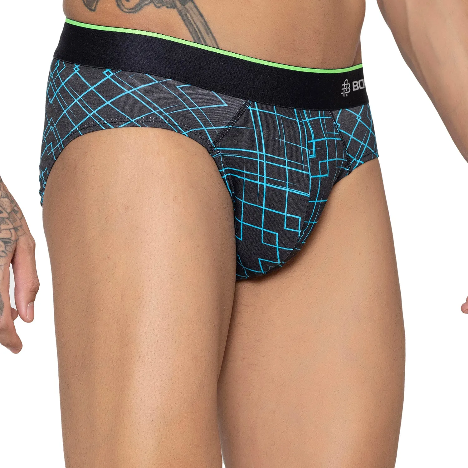 Men's Graphic Print Modal Cotton Briefs - Single Pack | Navy