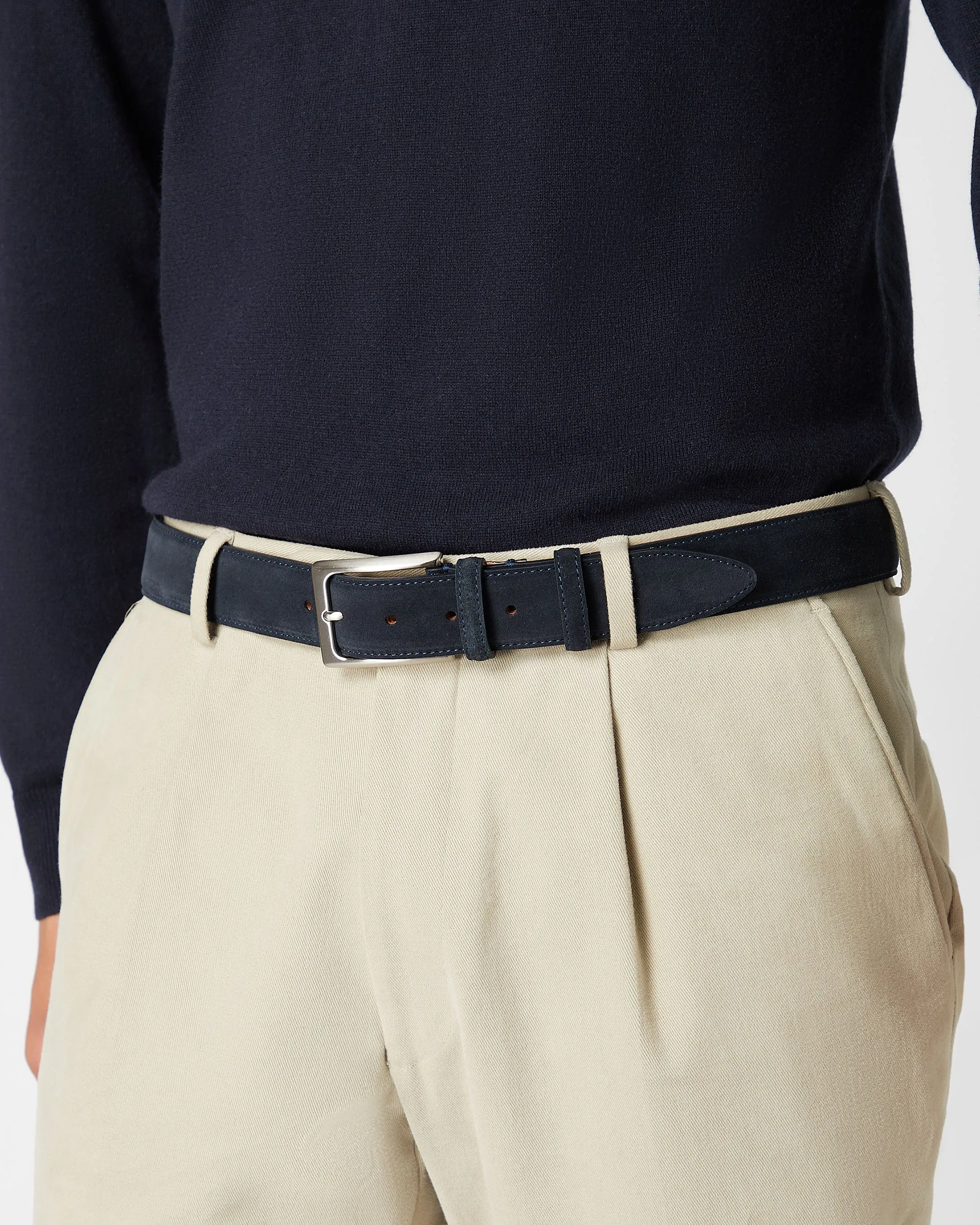 Men's Suede Belt Navy Blue