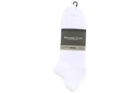 Michael Ellis BIG No Show Socks White/Grey 3-Pack - Wide