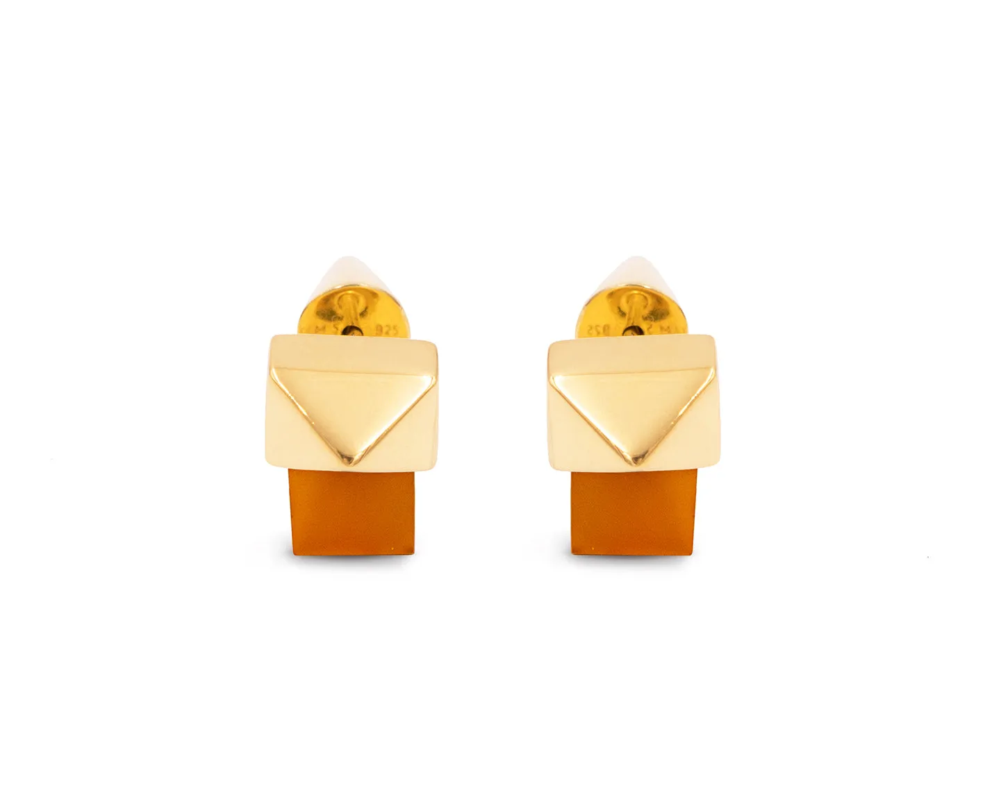 Milan Studs Gold with Orange Agate