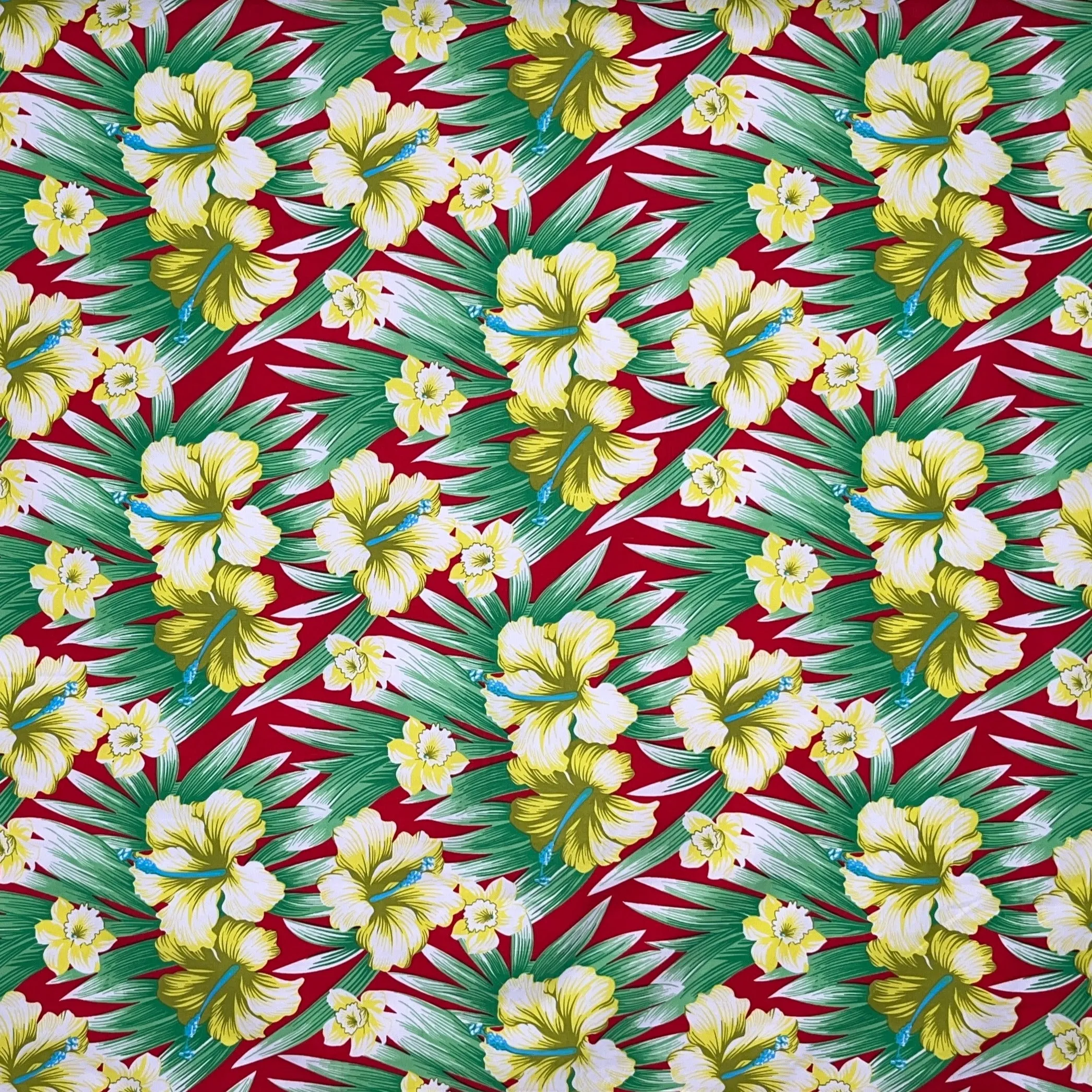 Multicolor Hibiscus Flowers Fabric | Polyester