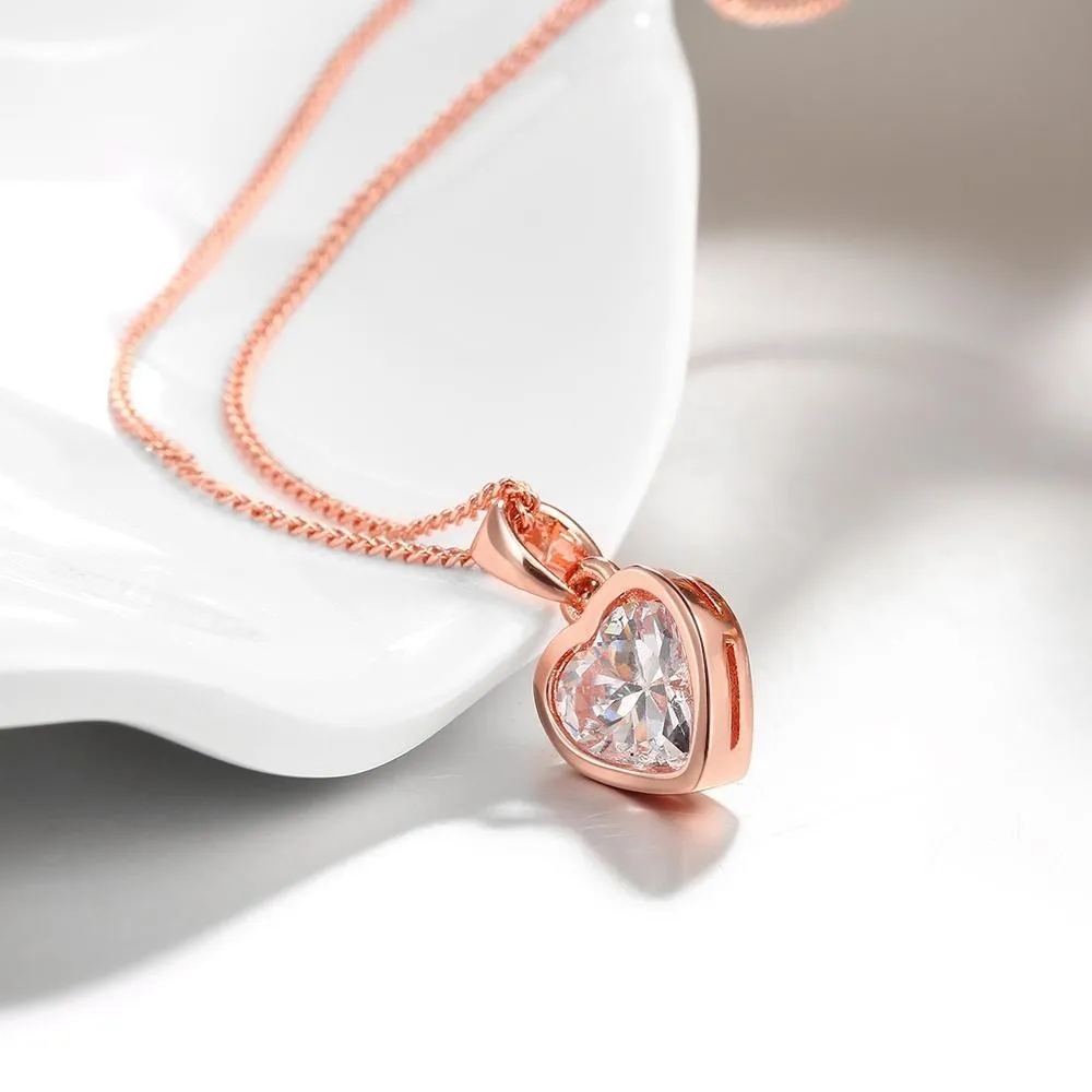 Necklace  Heart n 18K Rose Gold Plated                  ID A112 - 1162