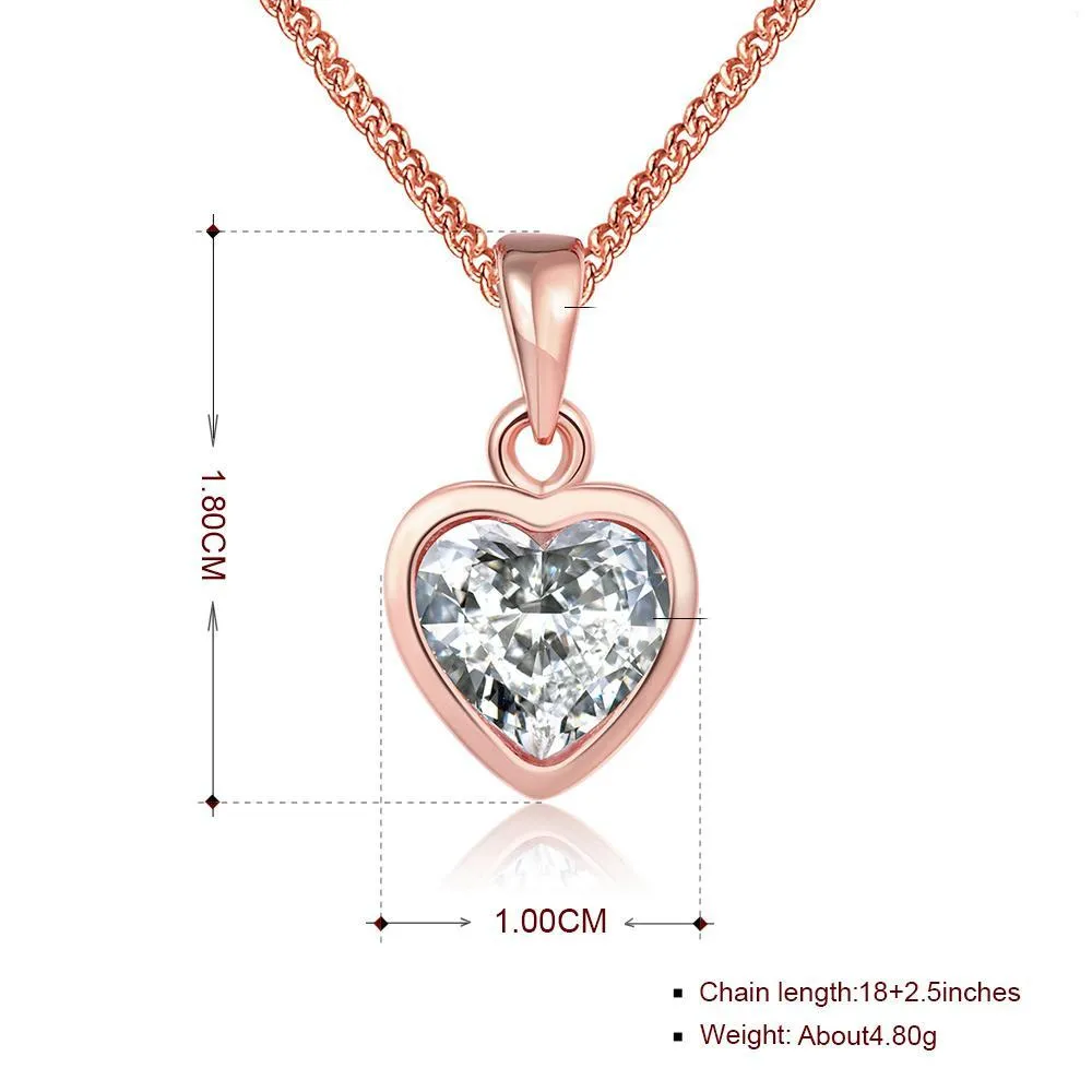 Necklace  Heart n 18K Rose Gold Plated                  ID A112 - 1162