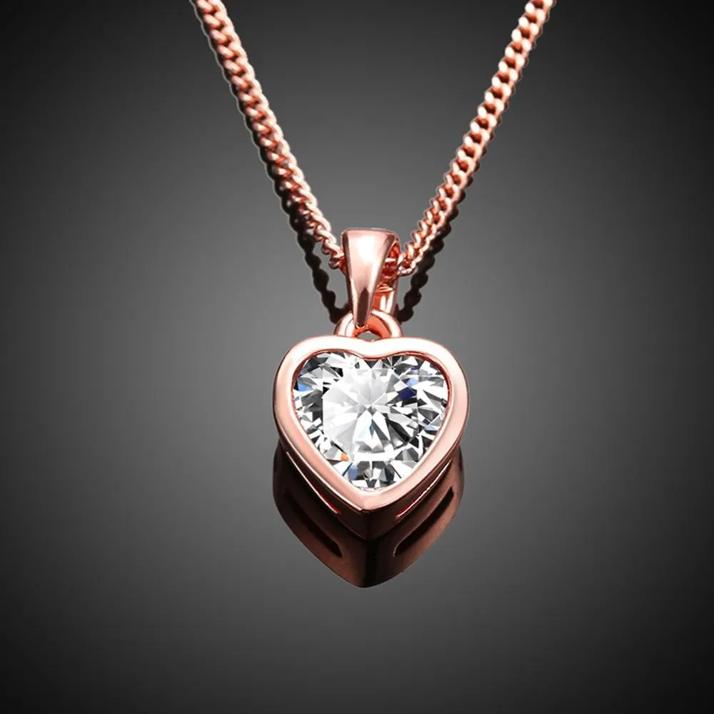 Necklace  Heart n 18K Rose Gold Plated                  ID A112 - 1162