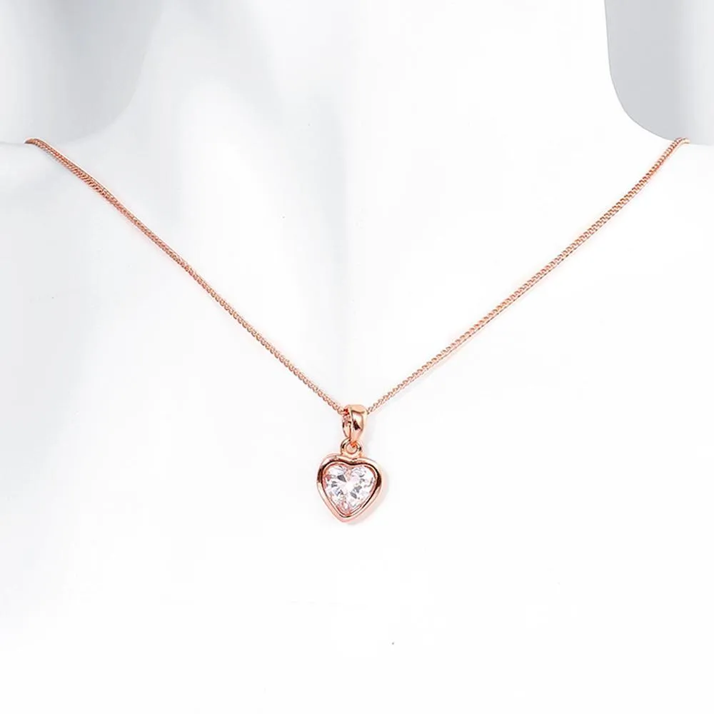 Necklace  Heart n 18K Rose Gold Plated                  ID A112 - 1162