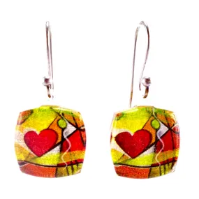 Orange Exotic Heart Earrings