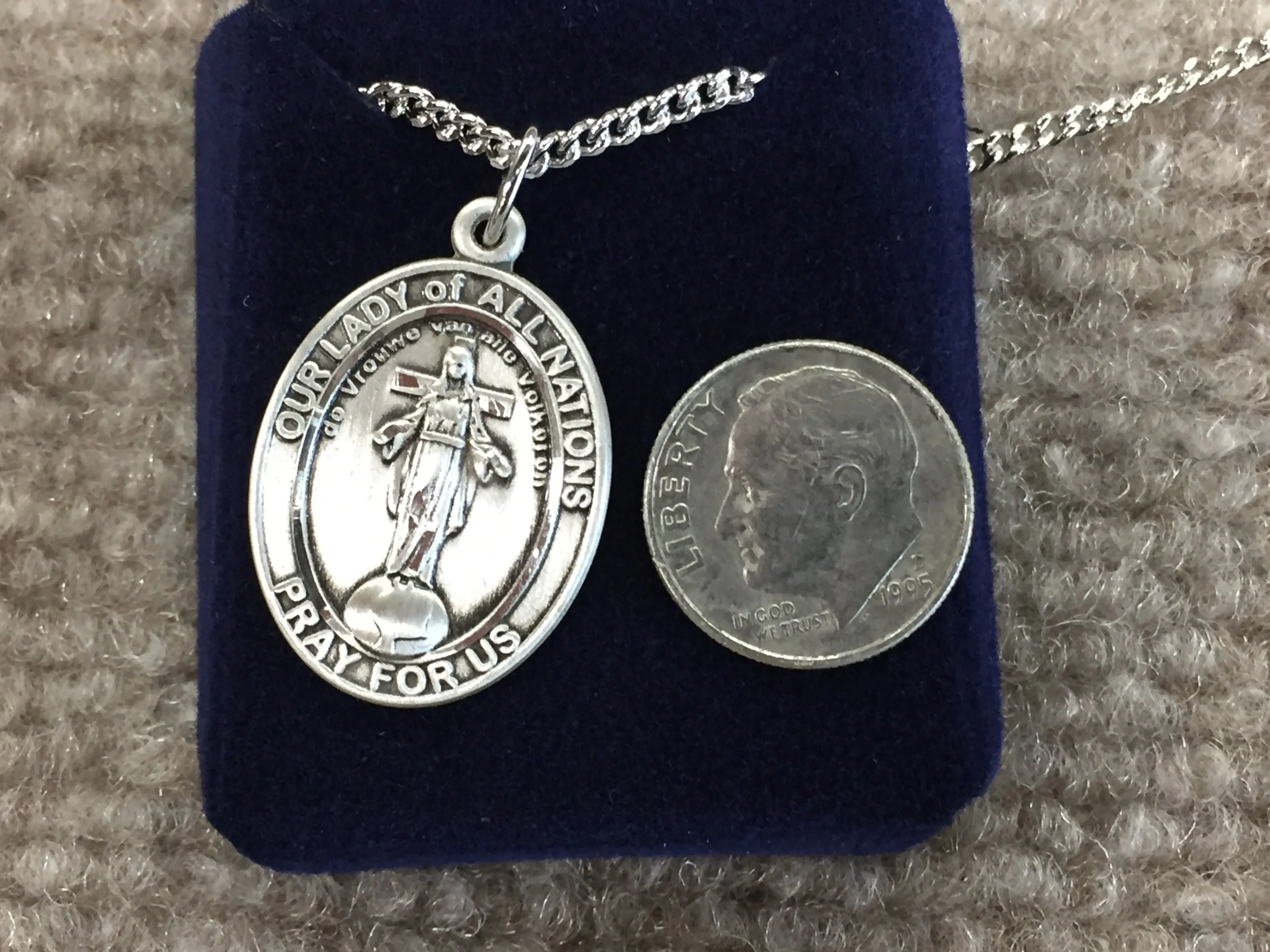 Our Lady Of All Nations Silver Pendant And Chain