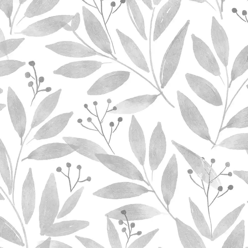 Paradise Leaves Design Wallpaper Roll in Grey Color