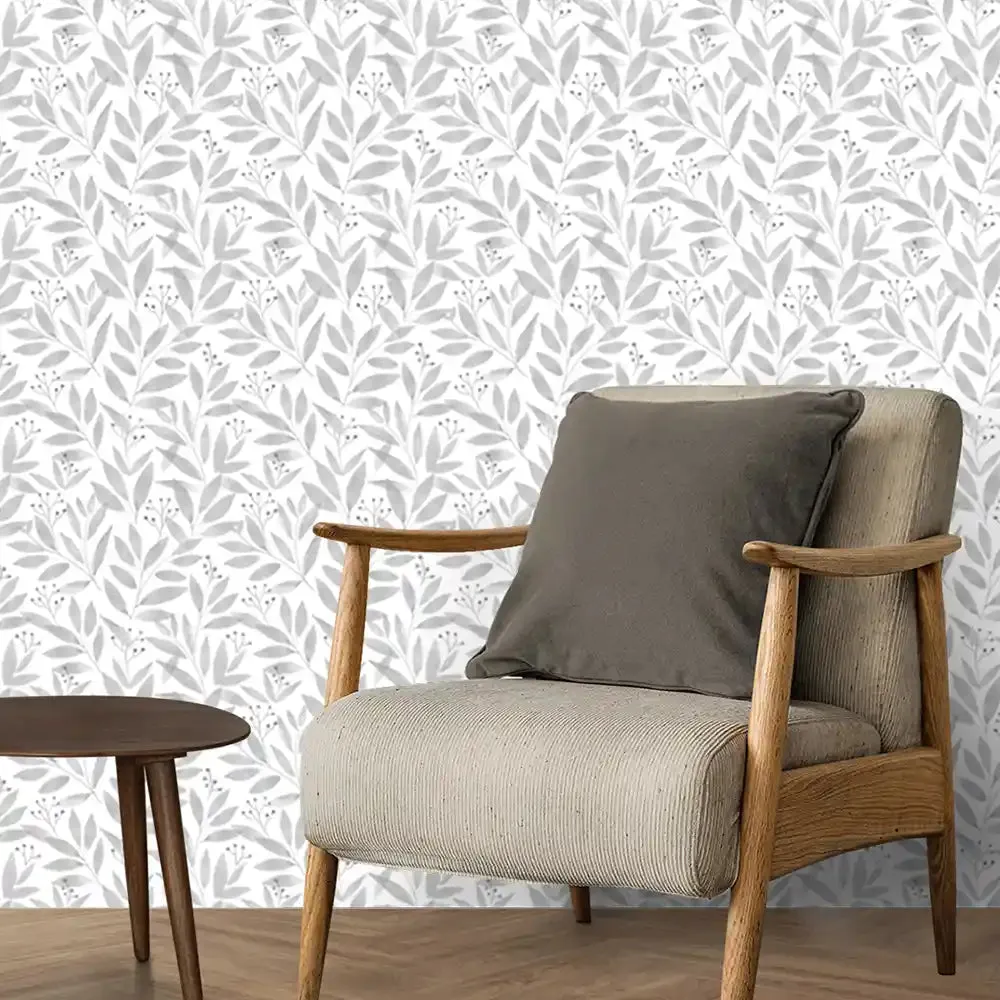 Paradise Leaves Design Wallpaper Roll in Grey Color