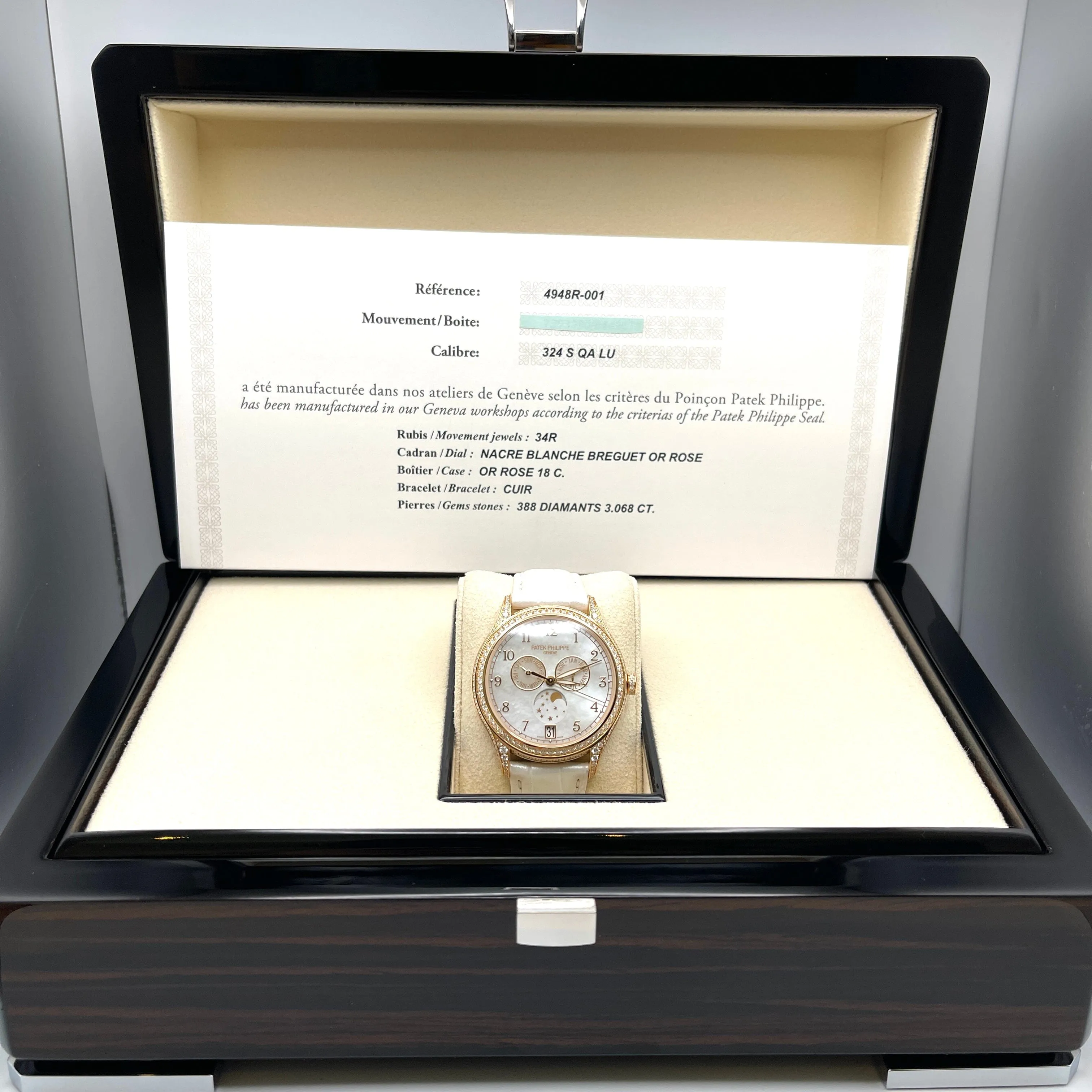 Patek Philippe Complications 4948R-001 Annual Calendar Moon Phases Mother Of Pearl Diamonds