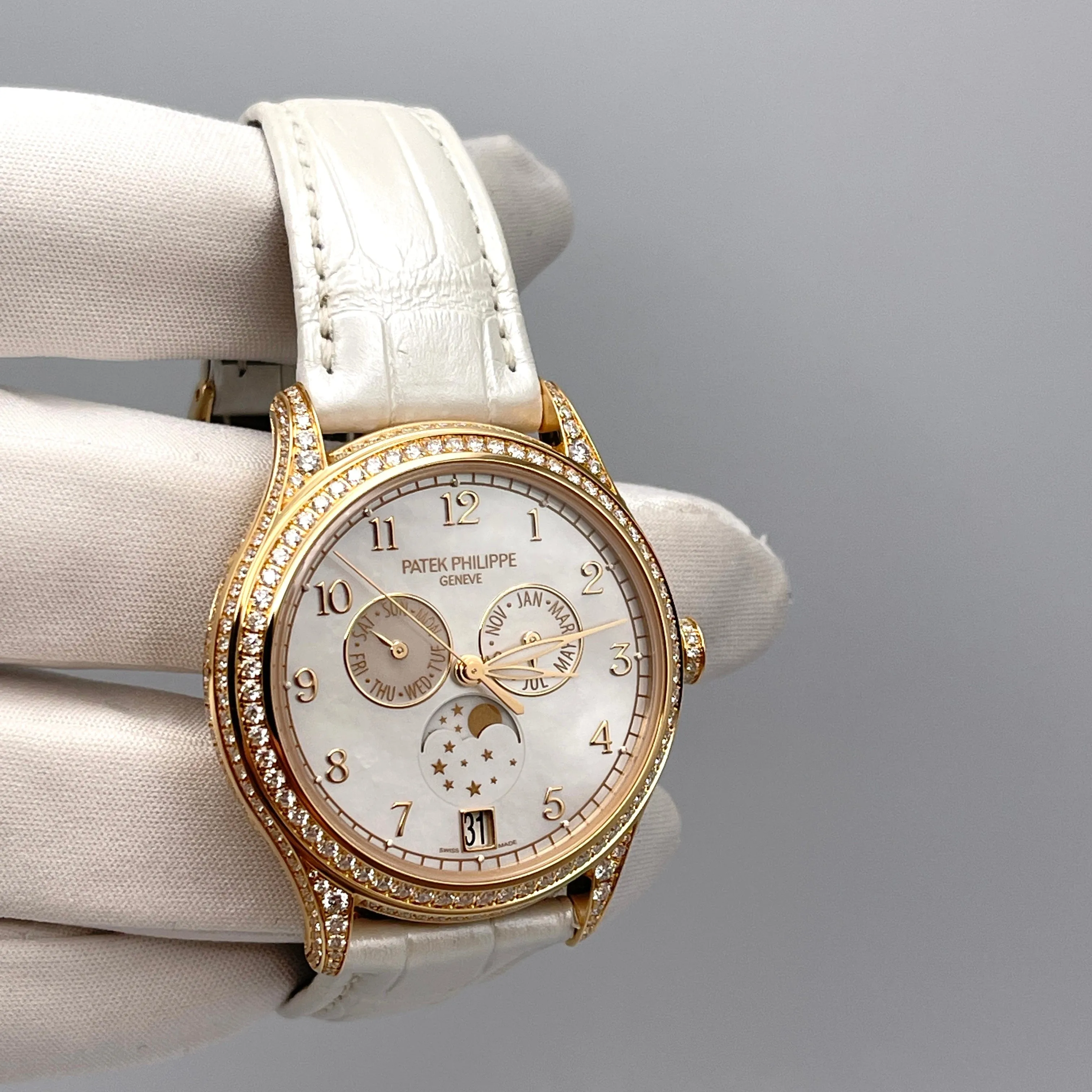 Patek Philippe Complications 4948R-001 Annual Calendar Moon Phases Mother Of Pearl Diamonds