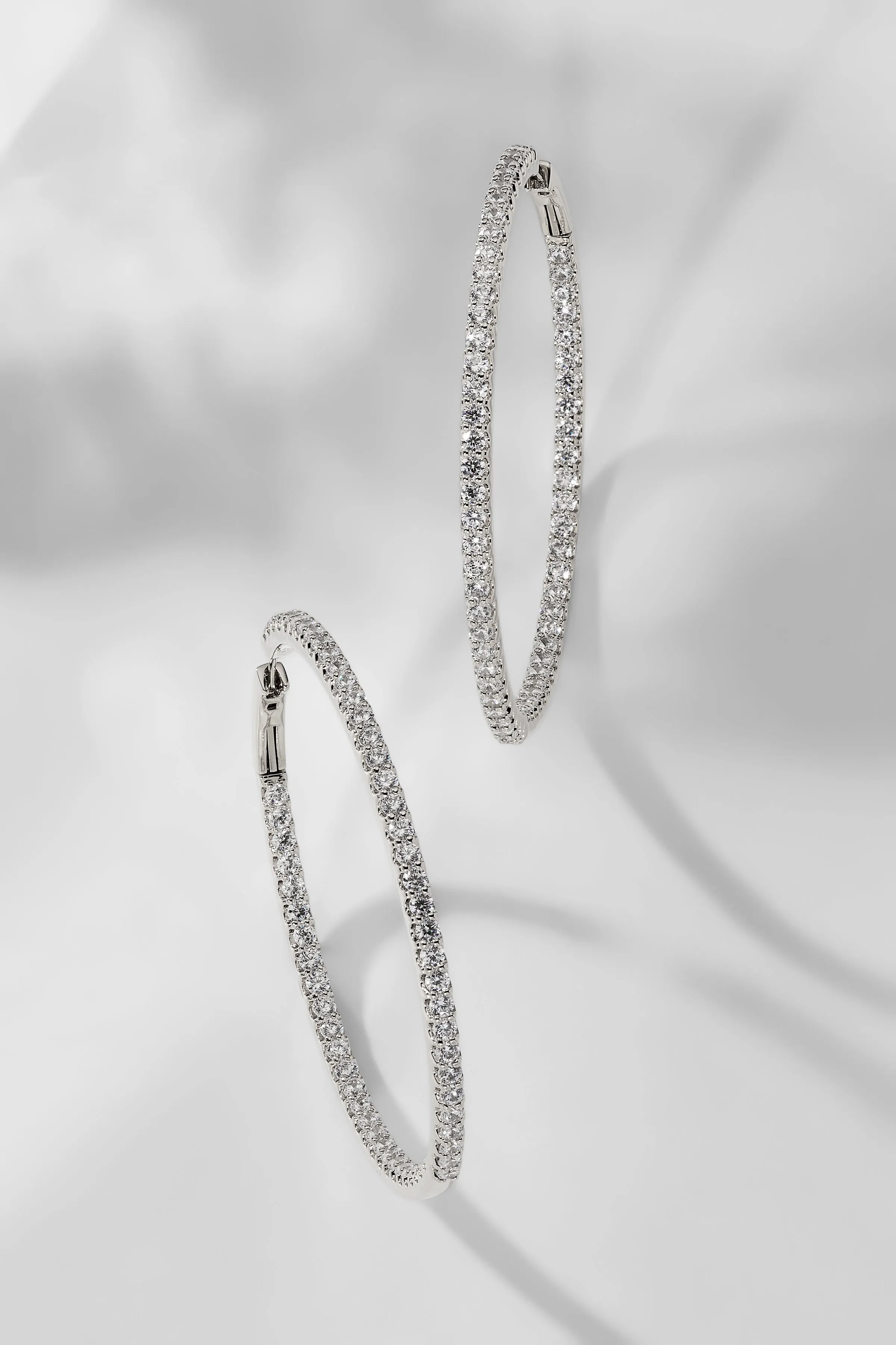 PERFECT HOOPS 2MM CZ X 50MM HOOP EARRINGS