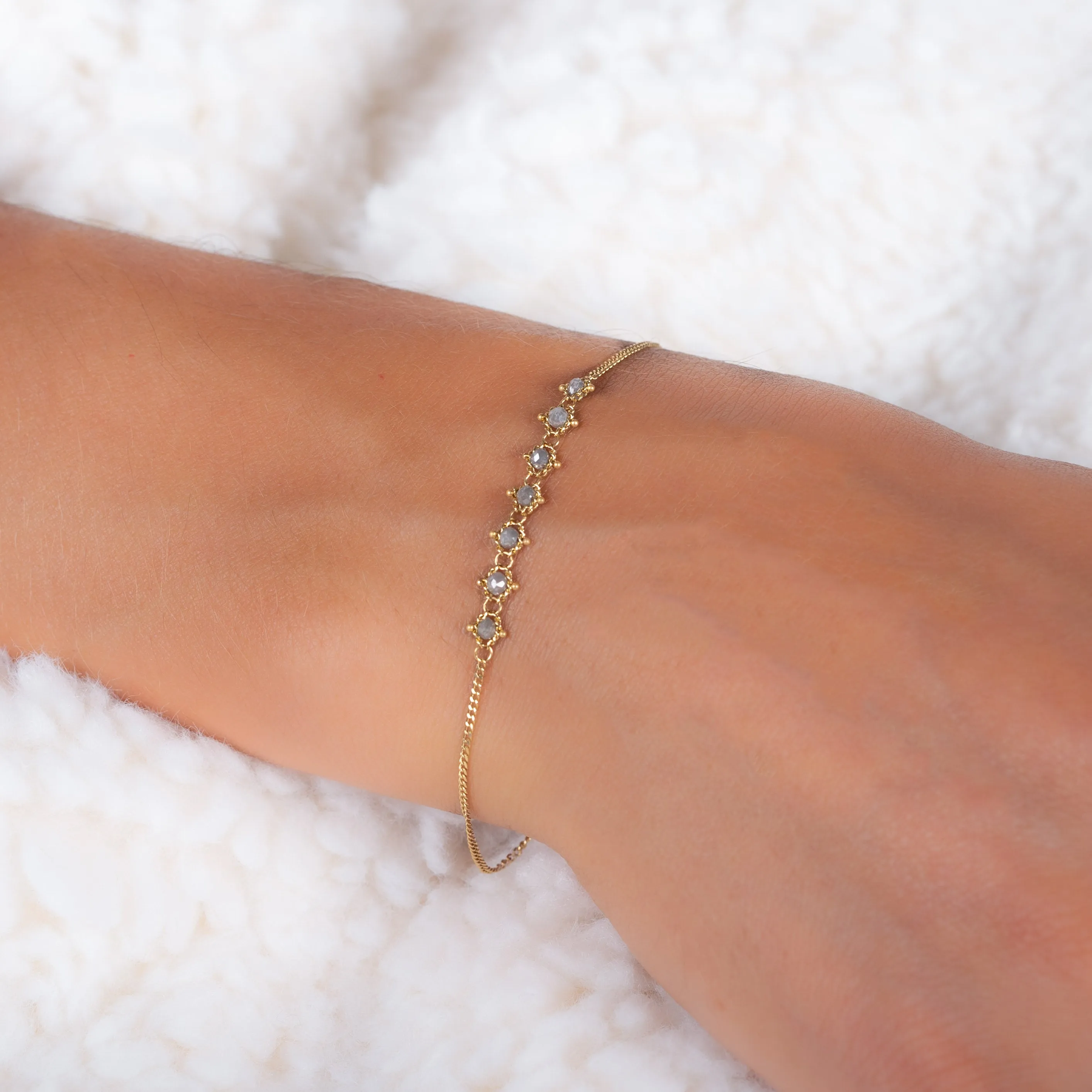 Petite Textile Bracelet in Grey Diamond