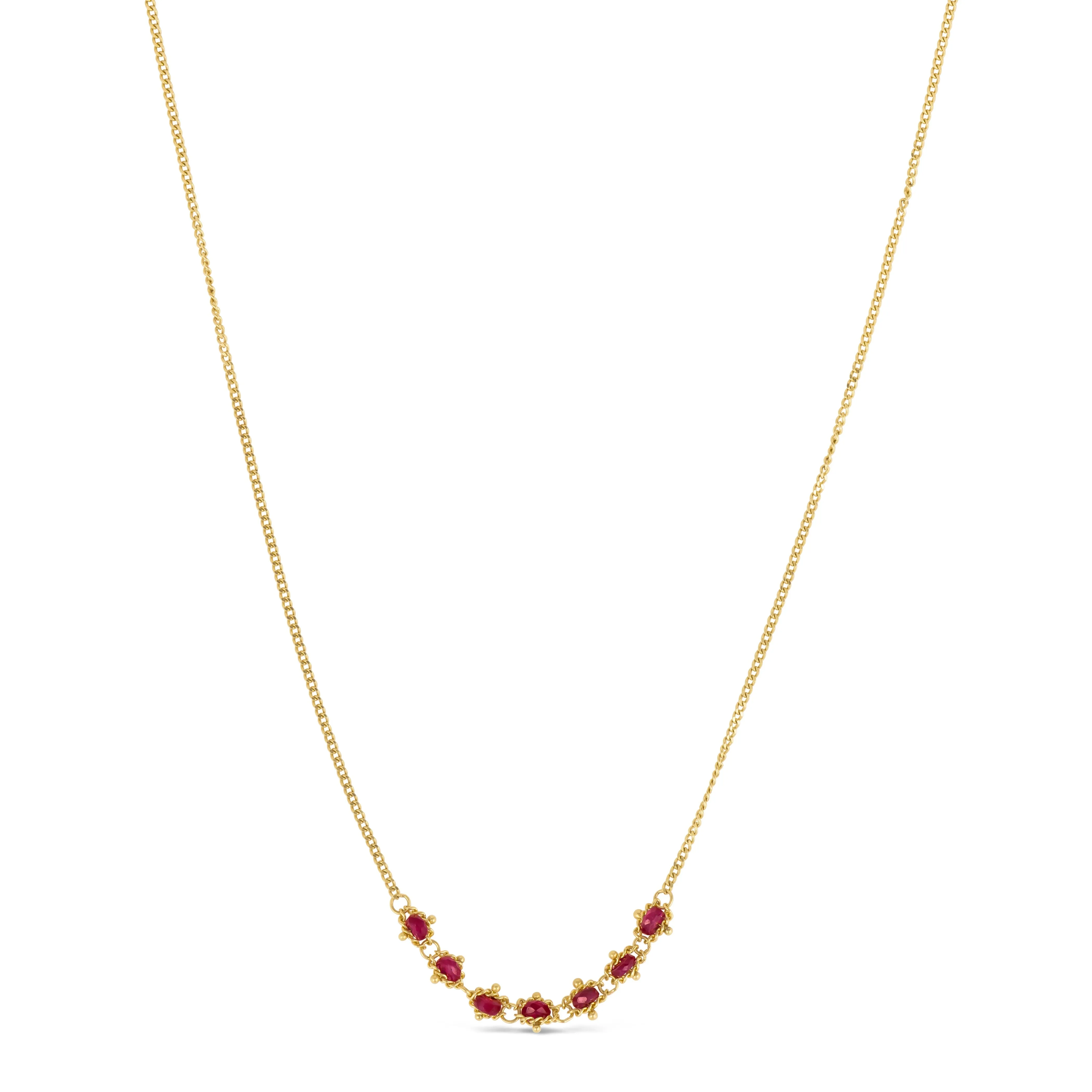 Petite Textile Row Necklace in Ruby