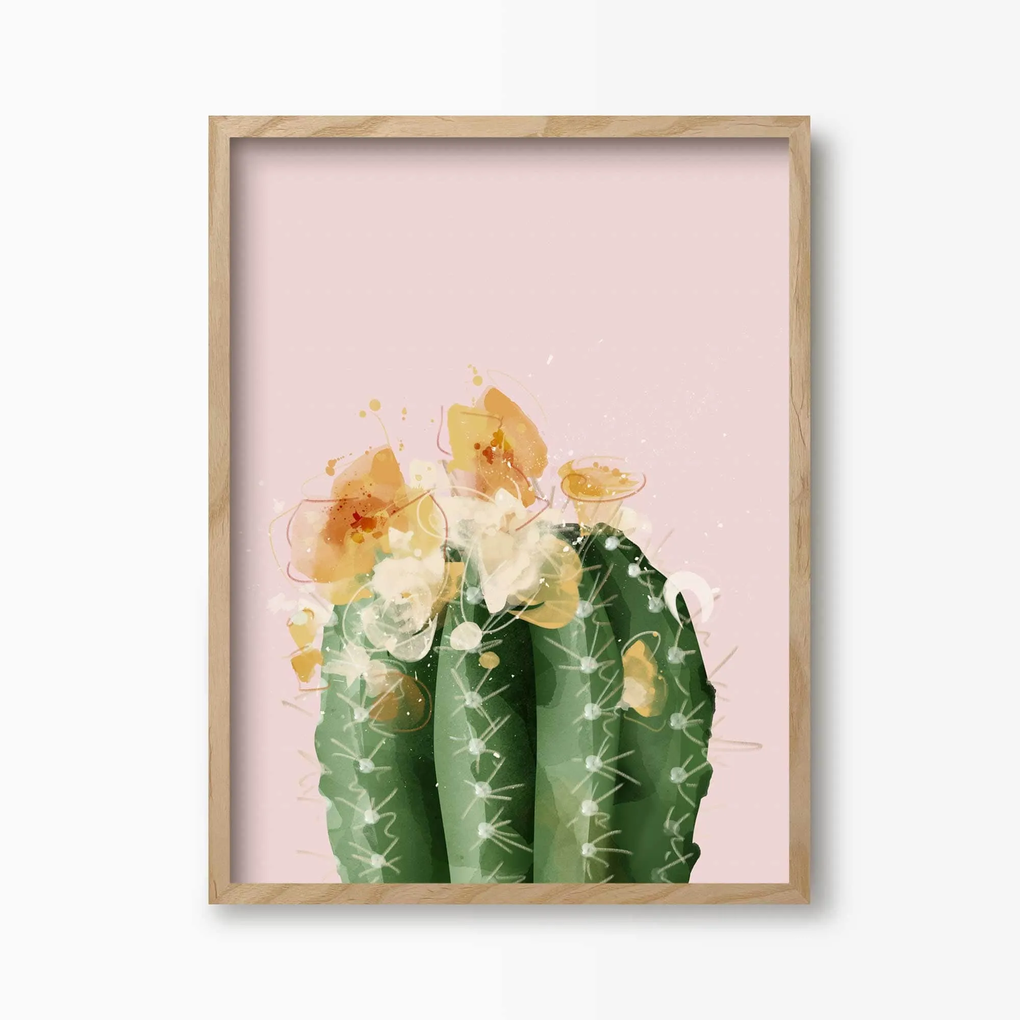 Pink Flowering Barrel Cactus Print