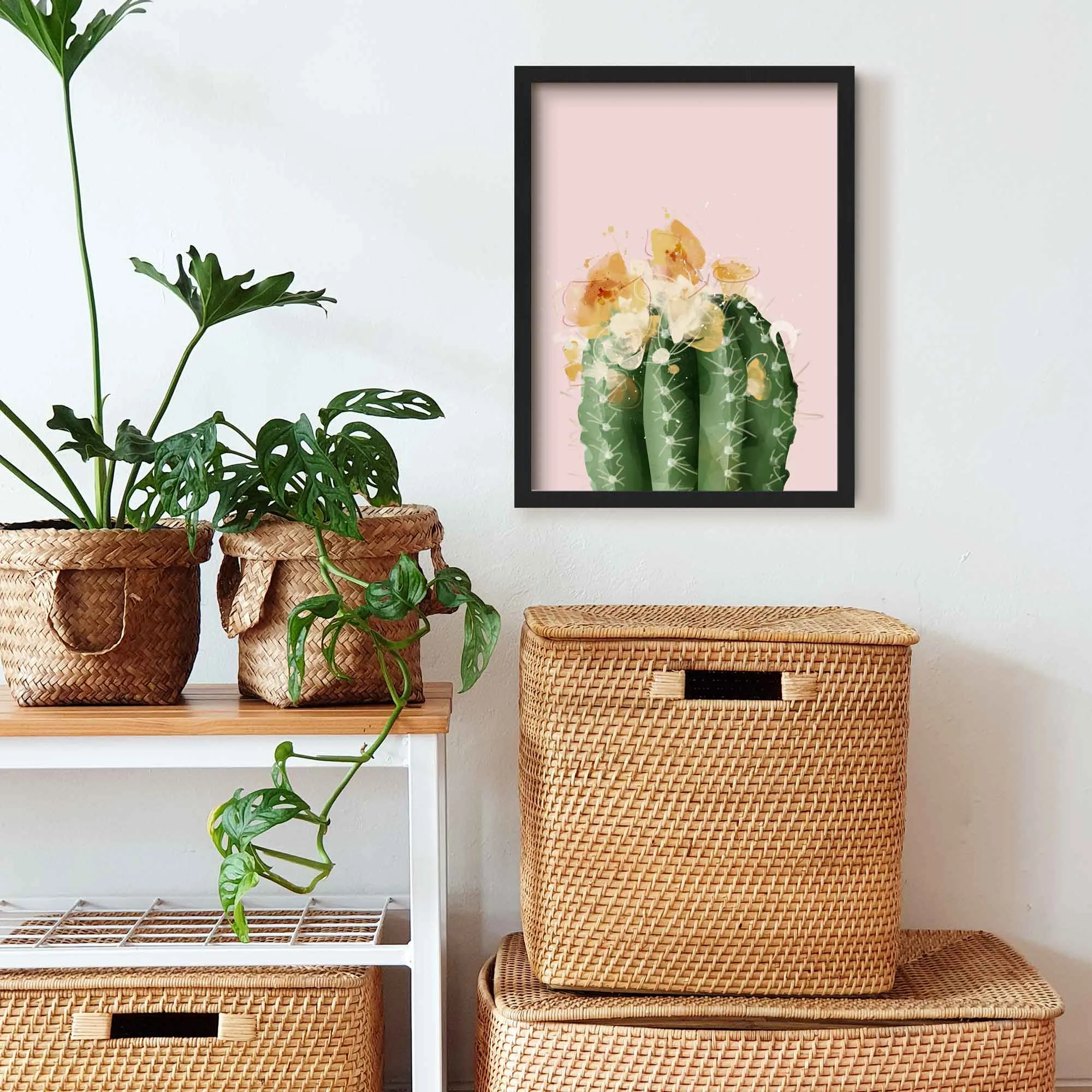 Pink Flowering Barrel Cactus Print