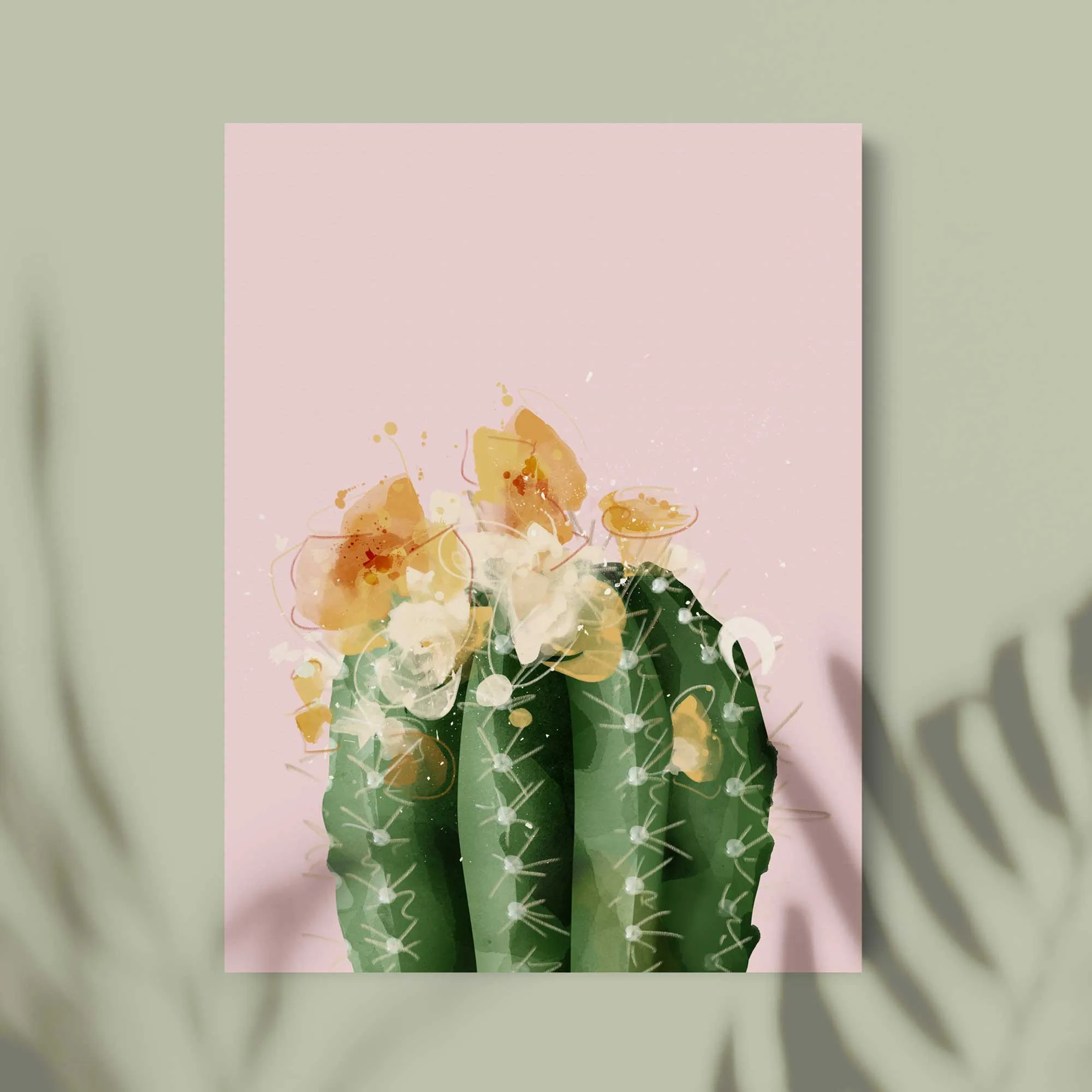 Pink Flowering Barrel Cactus Print