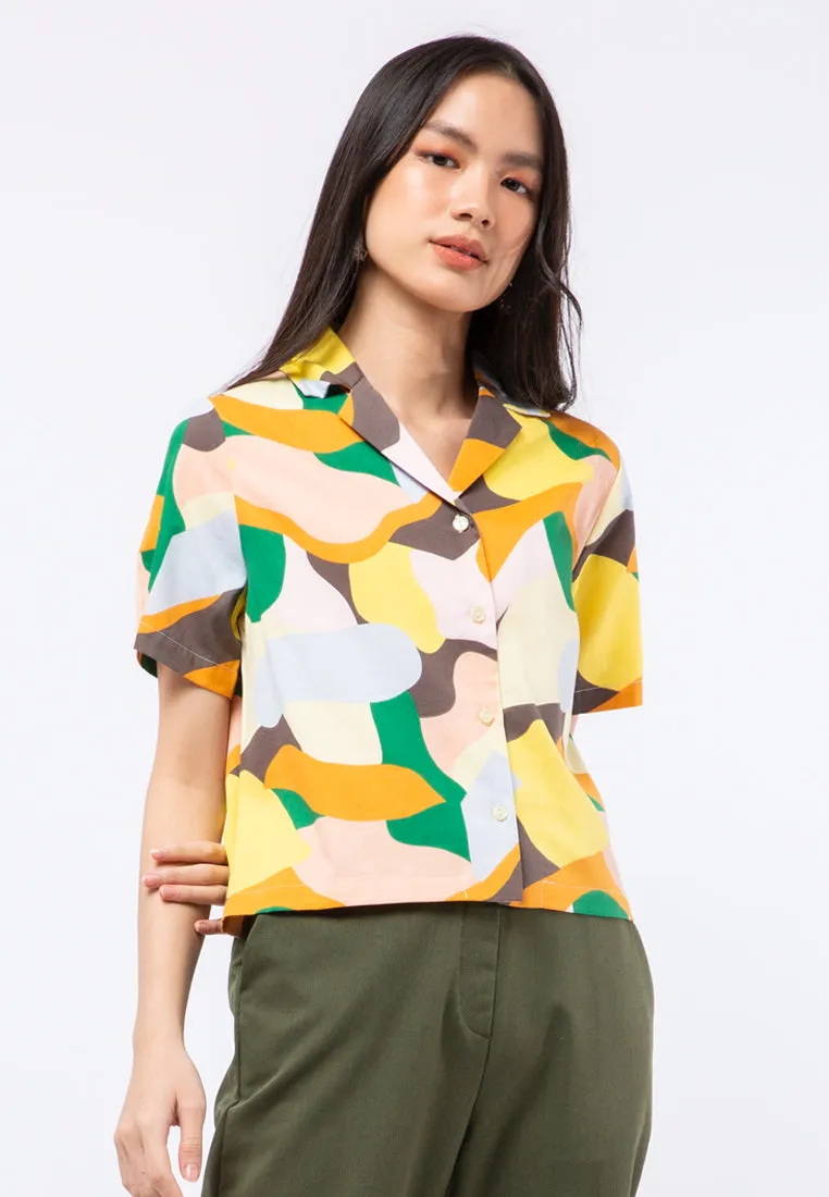 Printed Short Sleeve Blouse