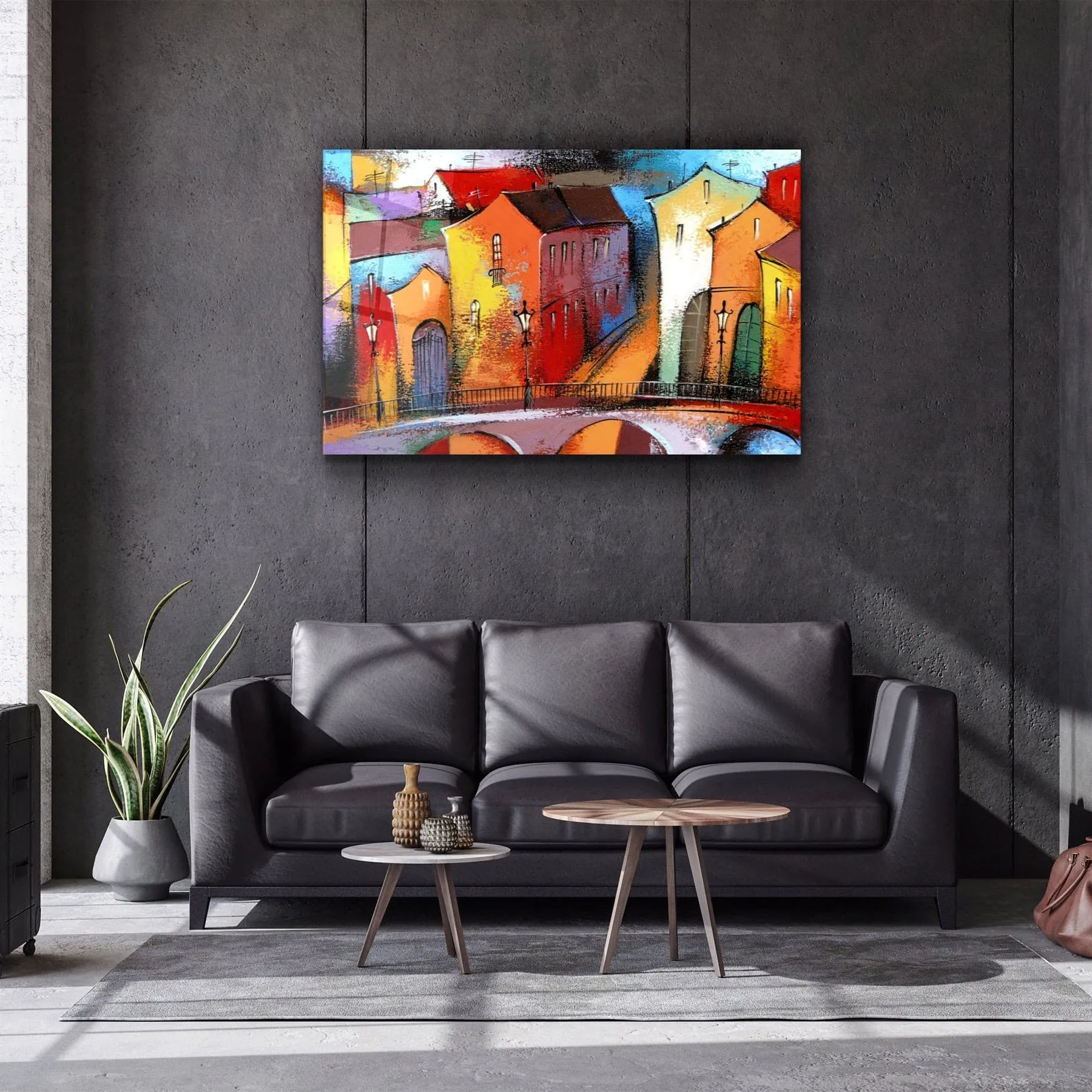 ・"Abstract City 2"・Glass Wall Art