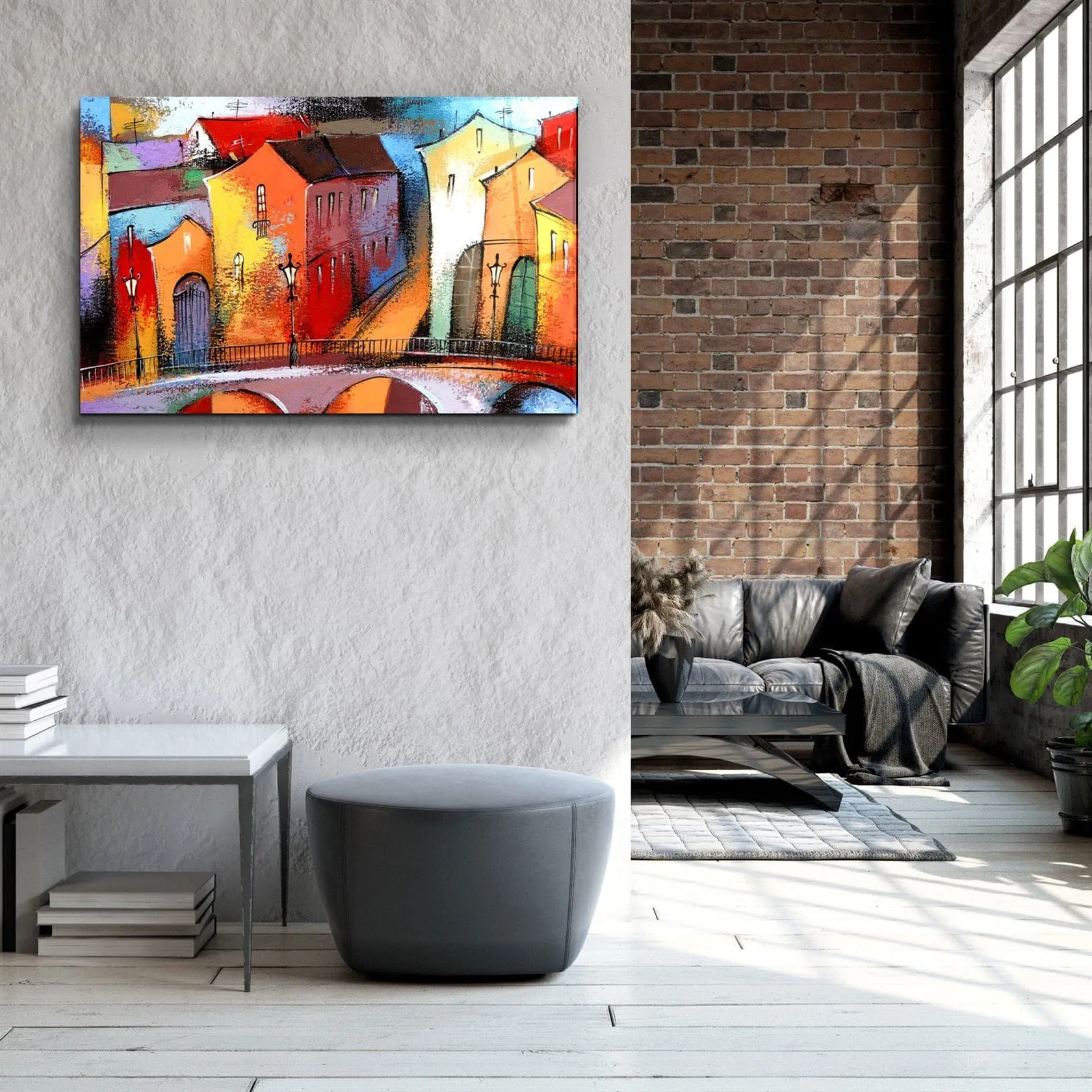 ・"Abstract City 2"・Glass Wall Art