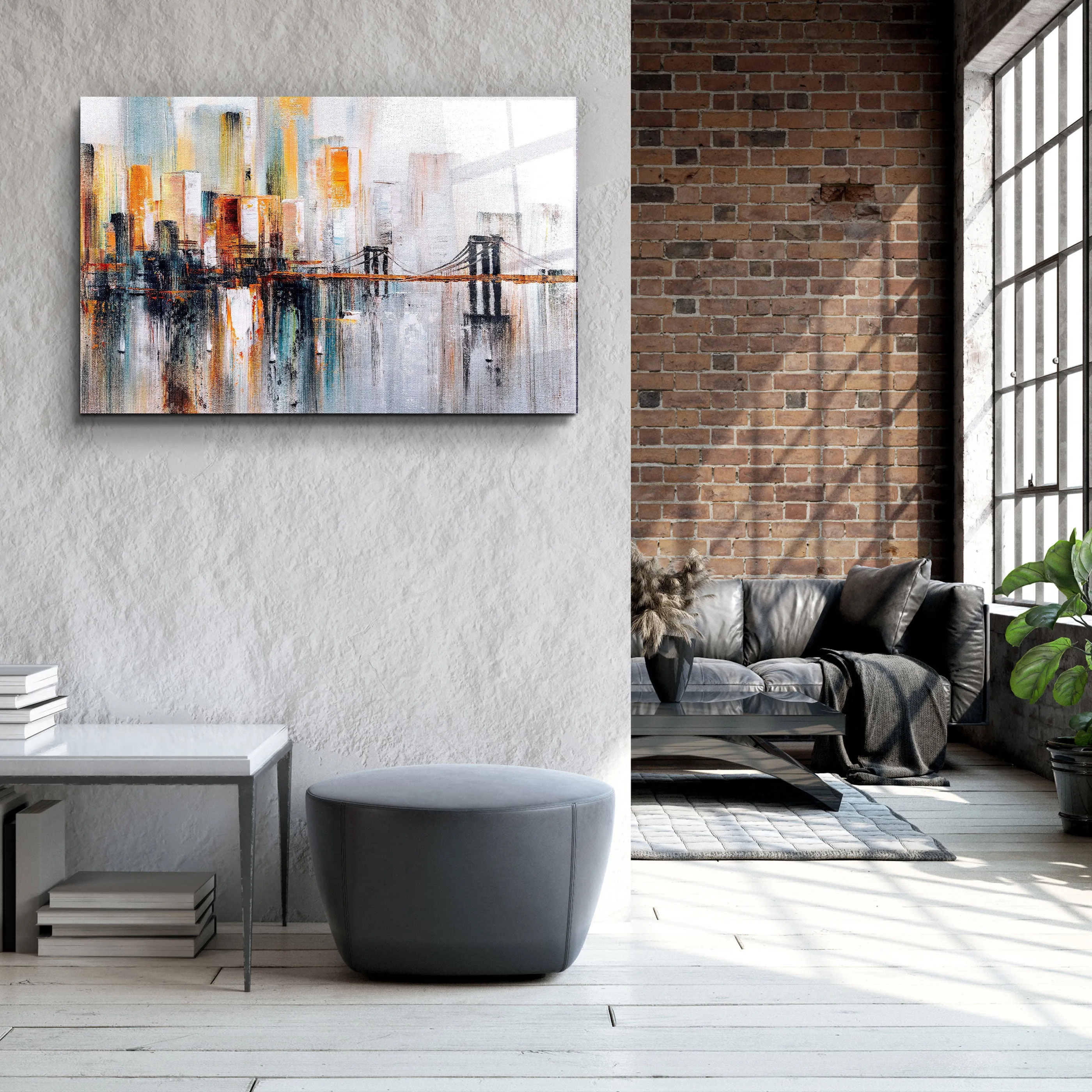 ・"Abstract City View"・Glass Wall Art