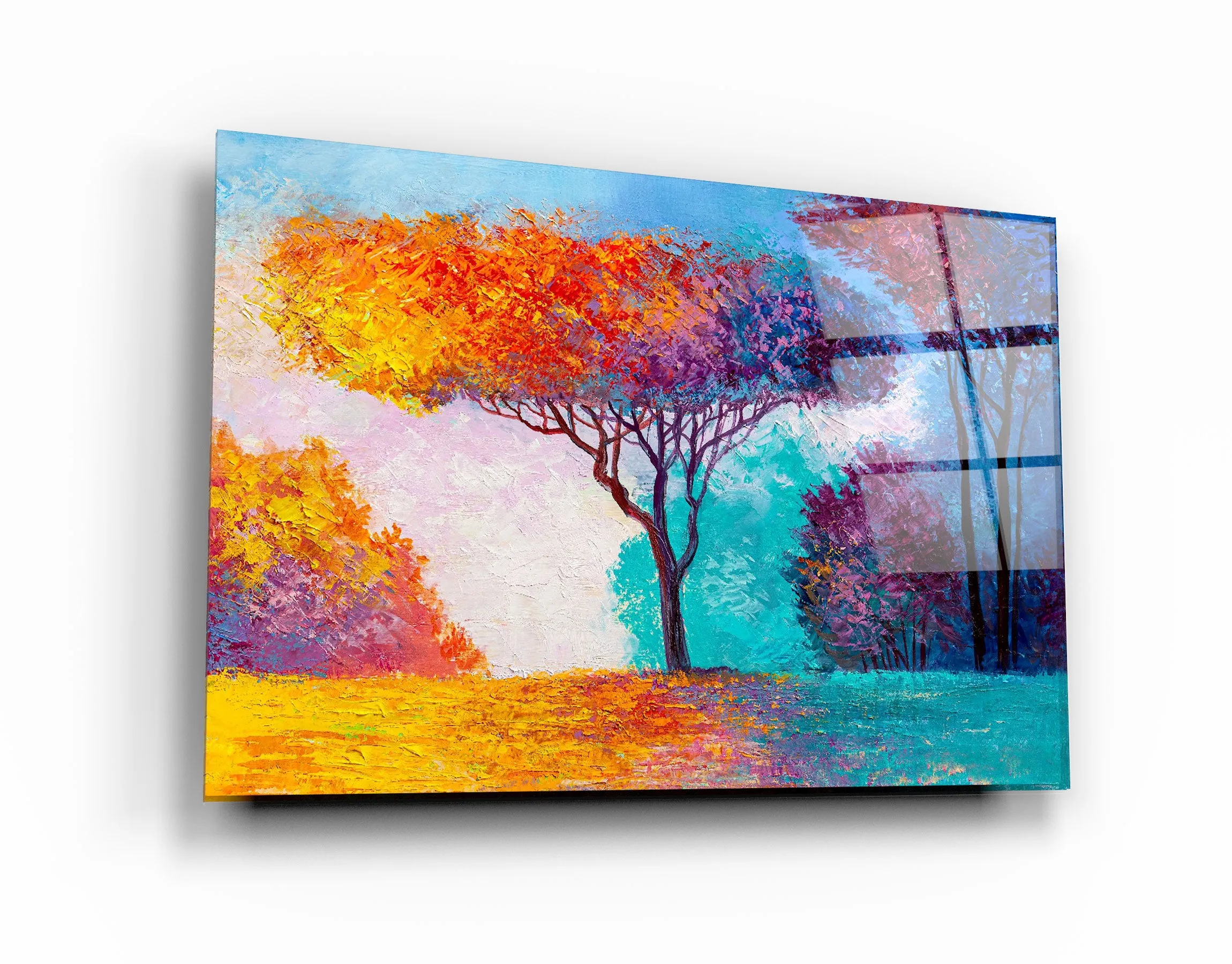 ・"Abstract Colorful Trees"・Glass Wall Art