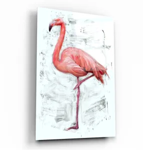 ・"Abstract Flamingo"・Glass Wall Art