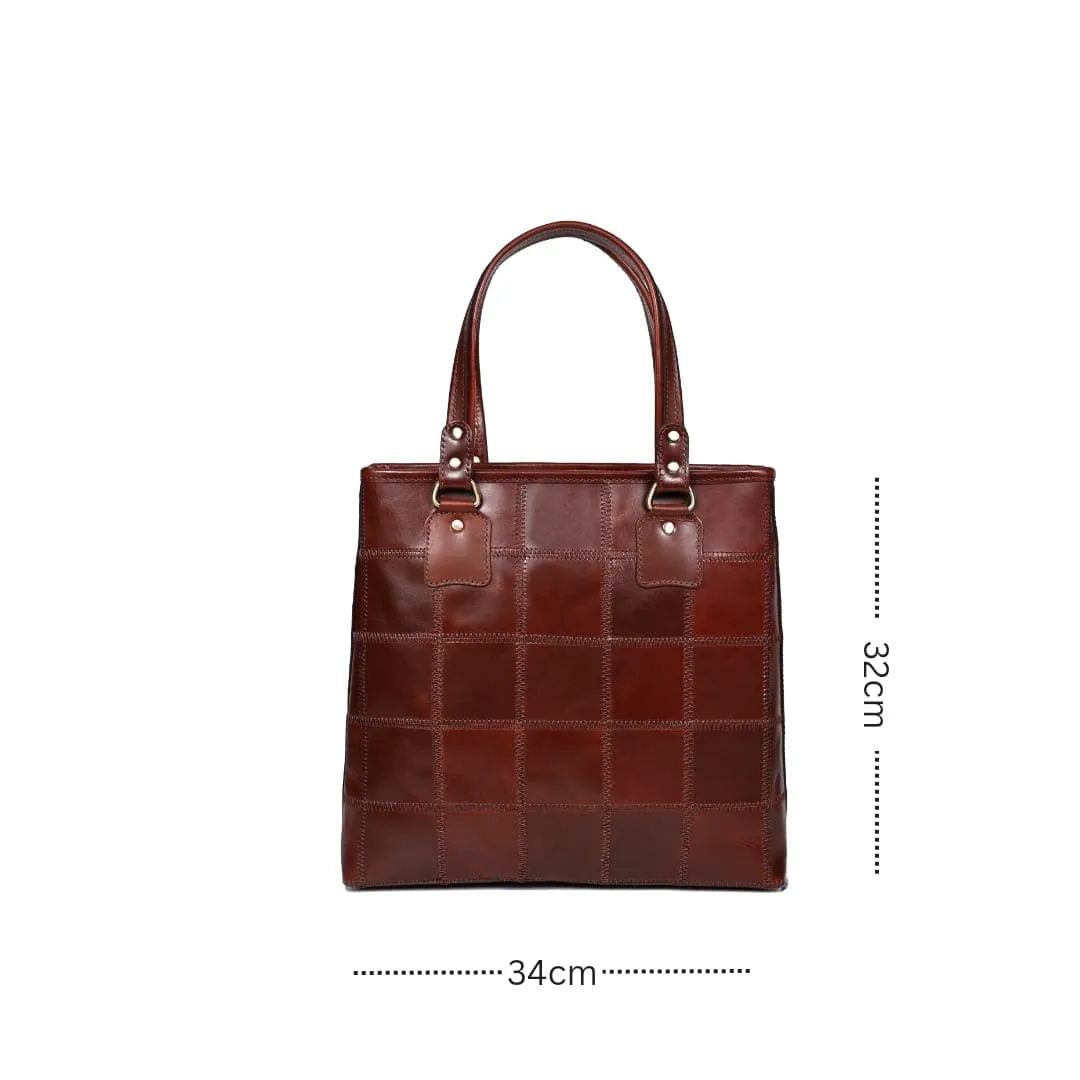 "Chic Contrast: Brown Tote Bag with Stylish Stitching for Timeless Elegance" Art: BG-1526-Z