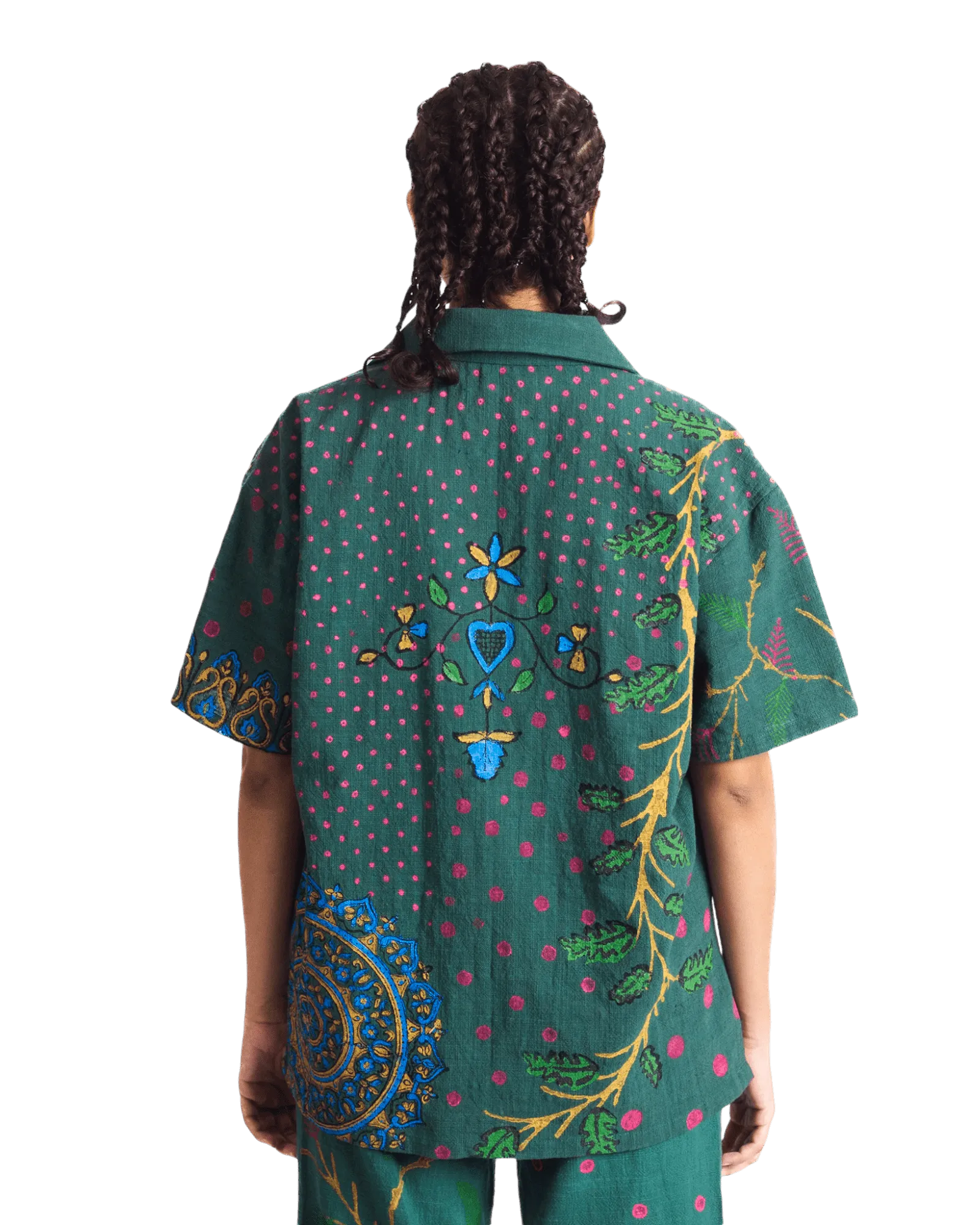 "PEACOCK GARDEN" BLOCKPRINT BUTTON DOWN