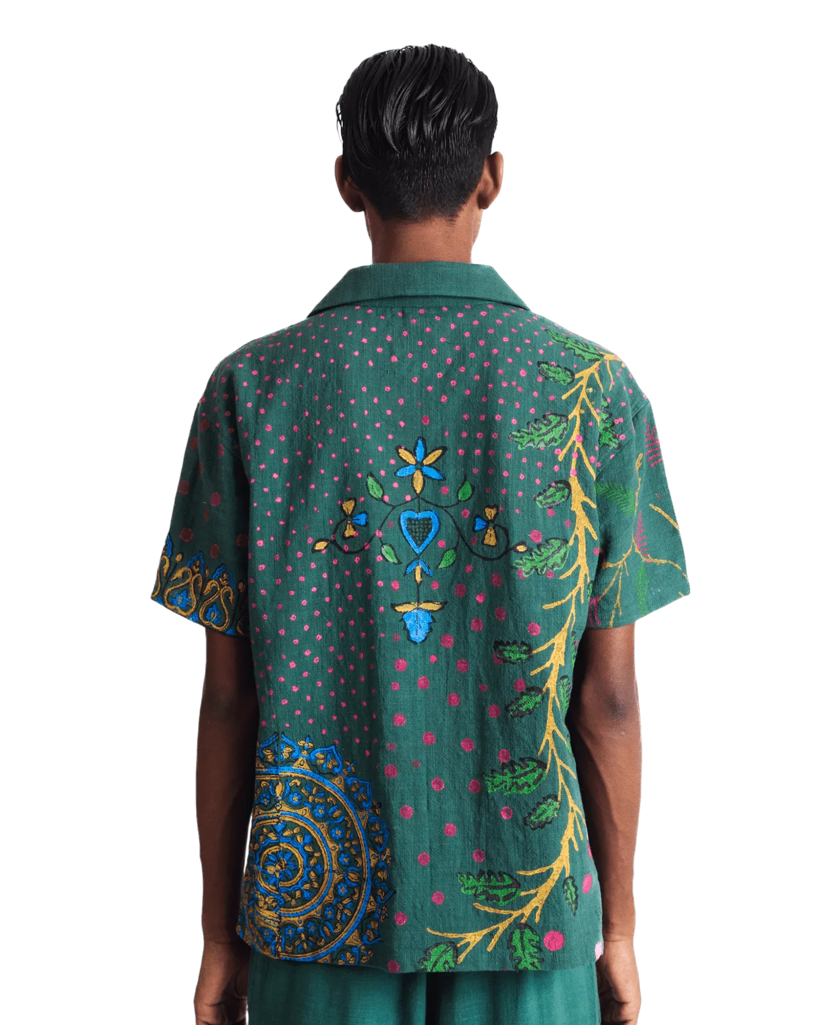 "PEACOCK GARDEN" BLOCKPRINT BUTTON DOWN