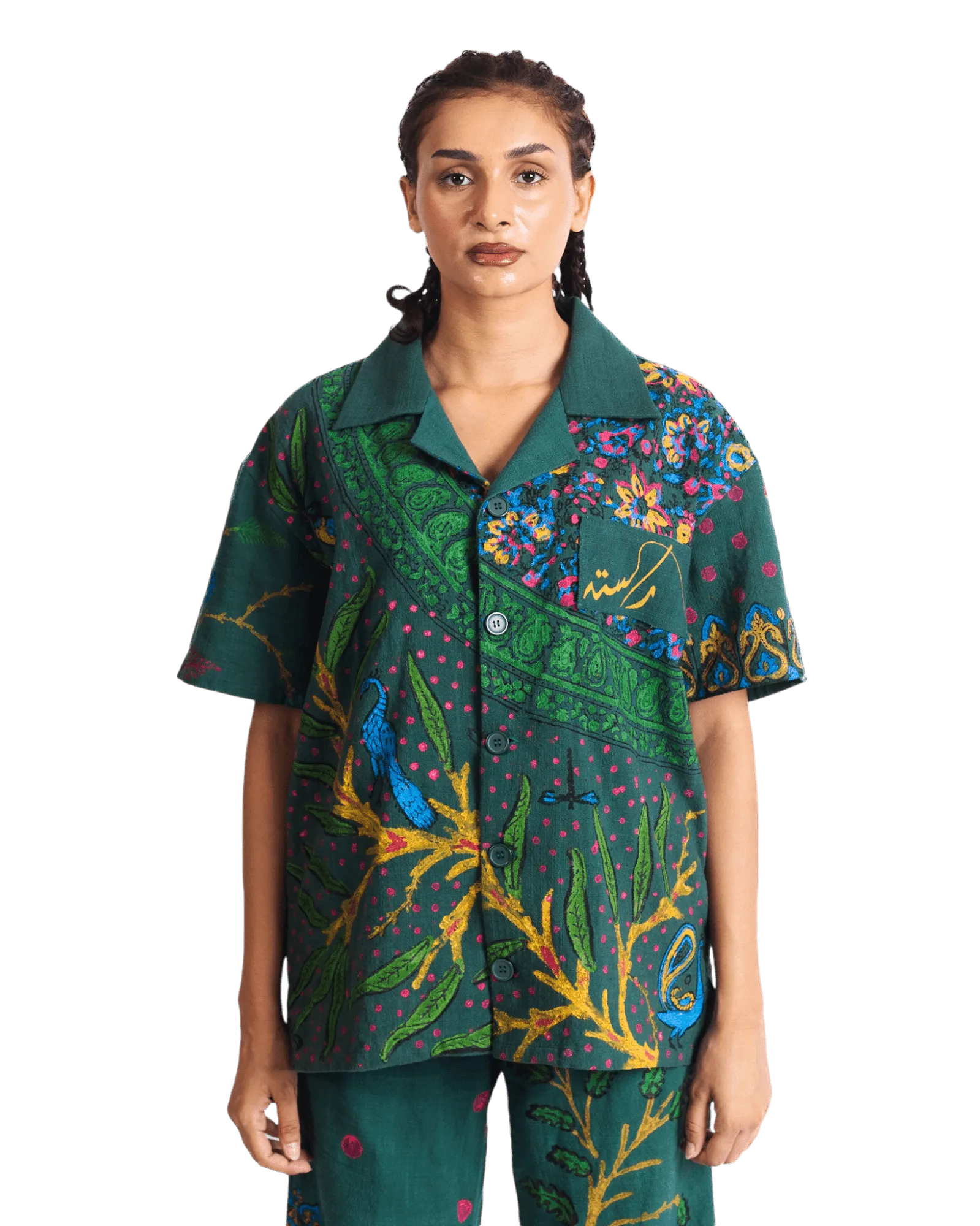 "PEACOCK GARDEN" BLOCKPRINT BUTTON DOWN