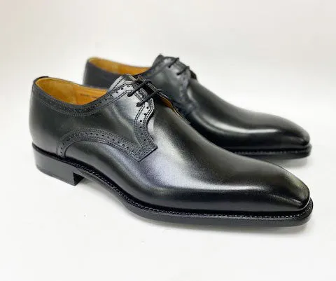 "Scott" Burnished Calfskin Lace-Up Blucher Oxford Black