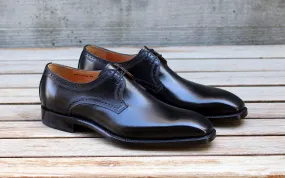 "Scott" Burnished Calfskin Lace-Up Blucher Oxford Black