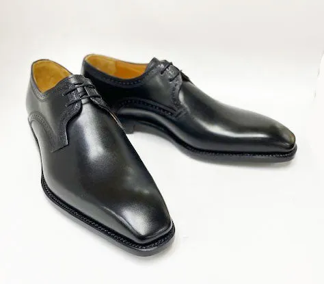 "Scott" Burnished Calfskin Lace-Up Blucher Oxford Black