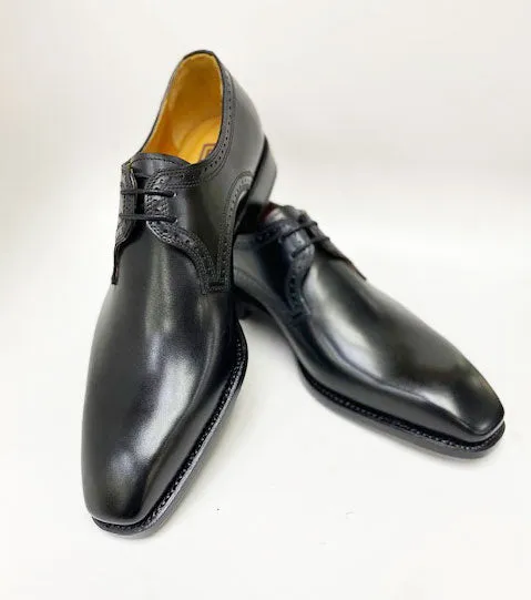 "Scott" Burnished Calfskin Lace-Up Blucher Oxford Black