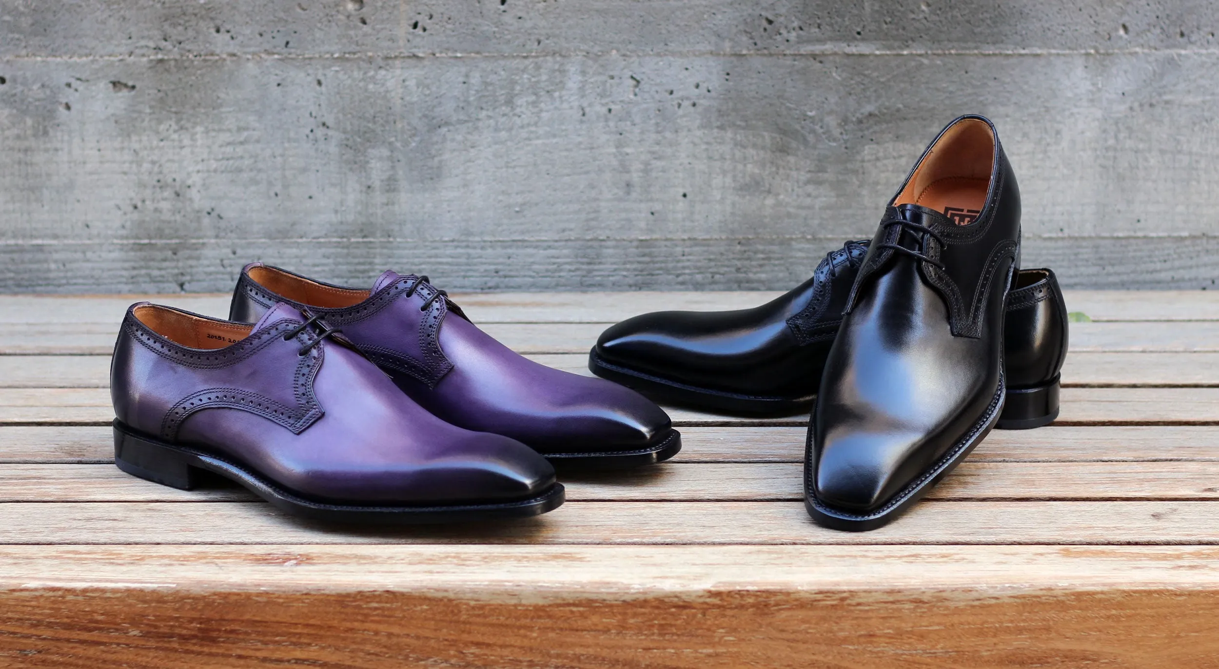 "Scott" Burnished Calfskin Lace-Up Blucher Oxford Black