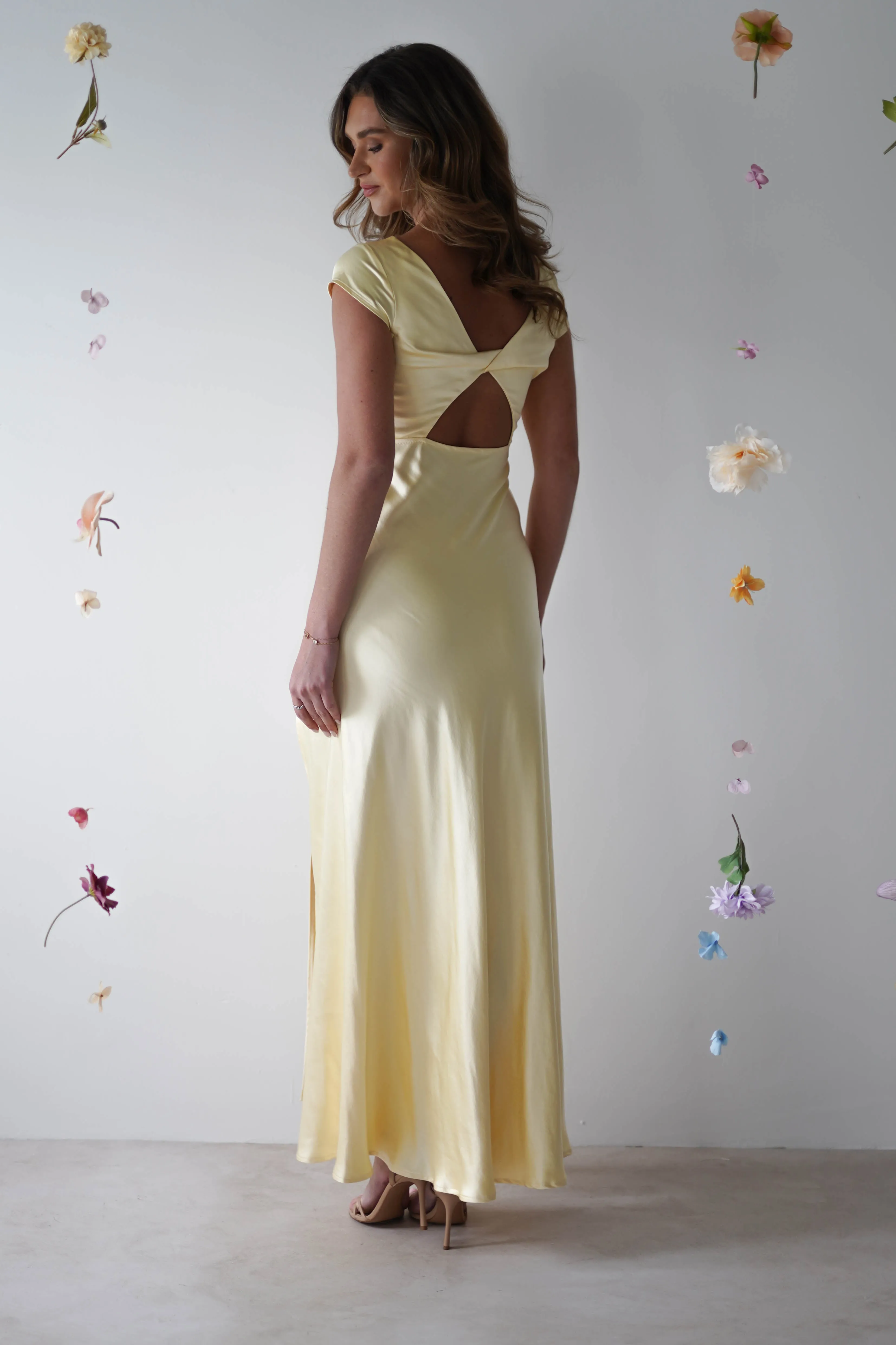 Ramona Soft Satin Maxi Dress | Yellow