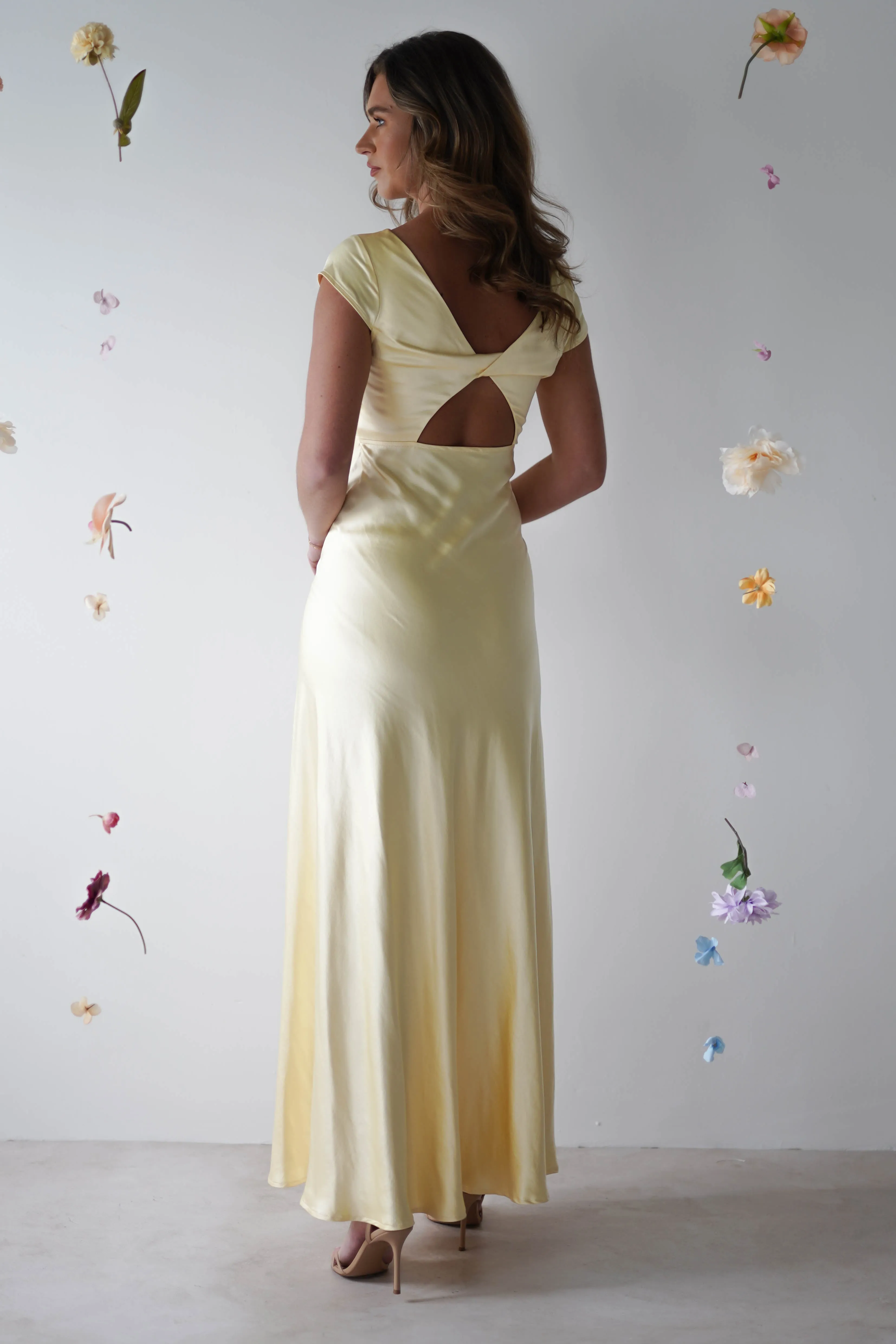 Ramona Soft Satin Maxi Dress | Yellow